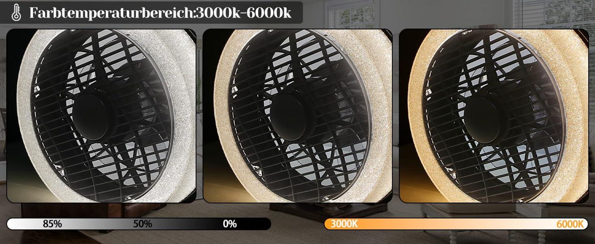 ZMH LED Deckenventilator mit Beleuchtung Modern Groß Deckenlampe Fan Leise Fernbedienung Timing Dimmbar Deckenleuchte für Schlafzimmer  Küche
