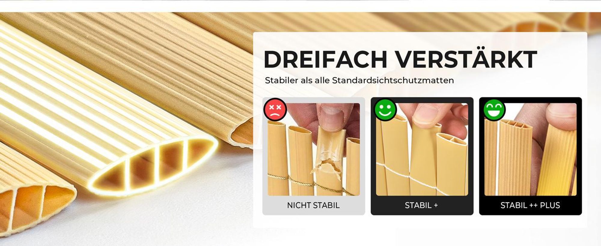 paramondo PVC Sichtschutzmatte StrongLine, 180 x 300 cm, grau wetterfest, UV-beständig & robust für Balkon, Terrasse und Garten