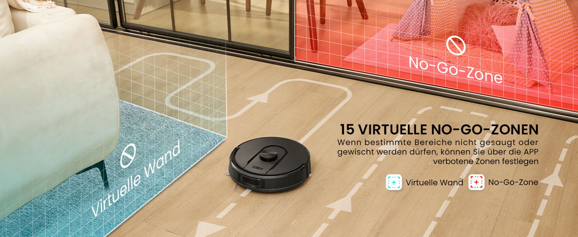3-in-1 Fegen Saugen Moppen Vactidy W11 3-in-1 Staubsauger Roboter Saugroboter mit Wischfunktion