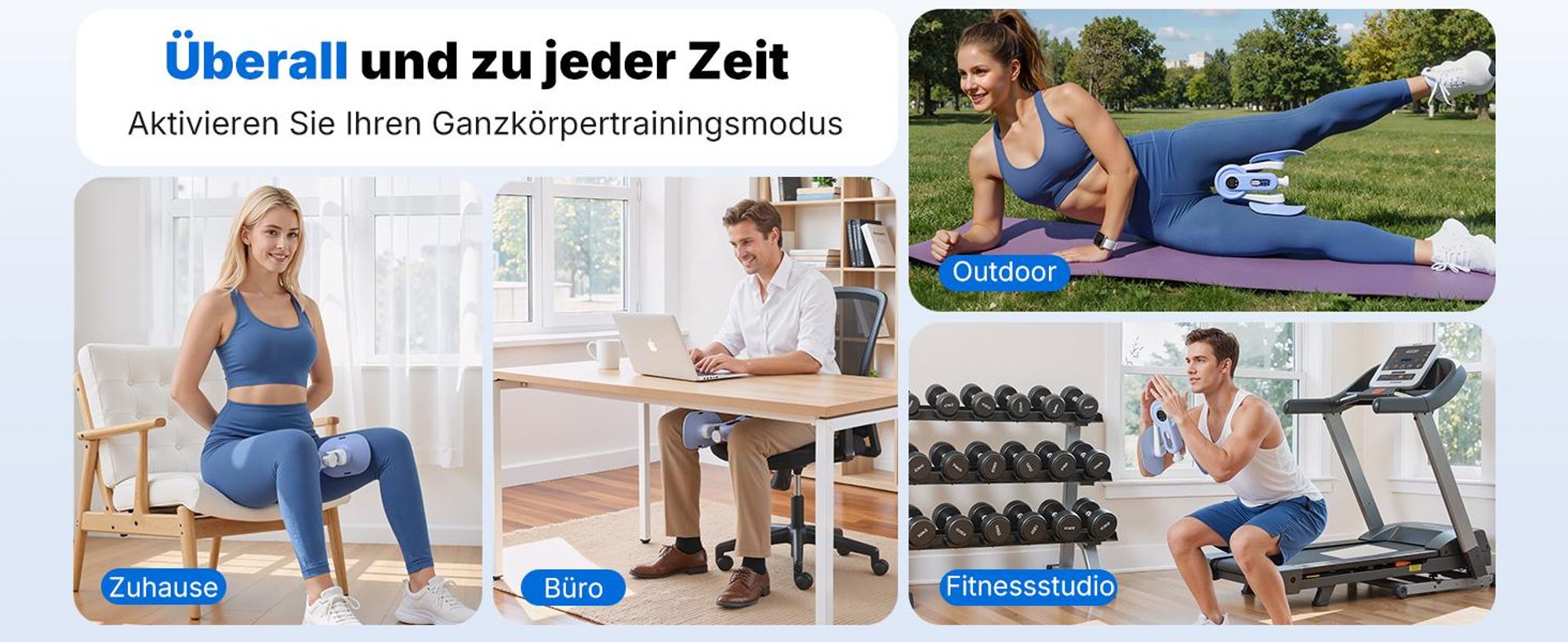 Beckenbodentrainer, Oberschenkeltrainer, Beintrainer, postnatale Rückbildung. Kompakt, tragbar, vielseitig einsetzbar