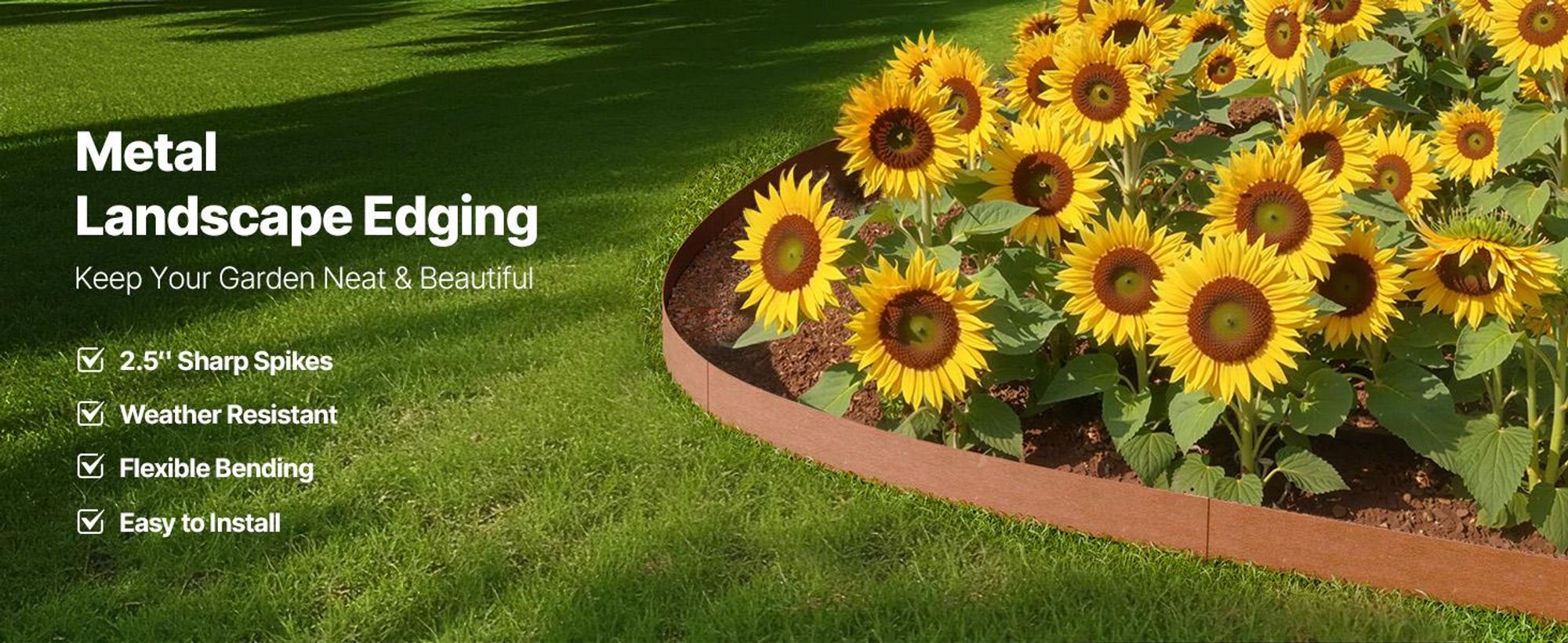 VEVOR Stahl Landschaftsrand, 6 Pakete 40 x 8 Zoll wetterbeständiger & vorgerosteter Metall-Landschaftsrand, biegsamer Gartenrand, Haifischspitze, Rasenrand für Blumenbeet, Gartenweg-Trenner, 40x4.5 Zoll, Tine-a
