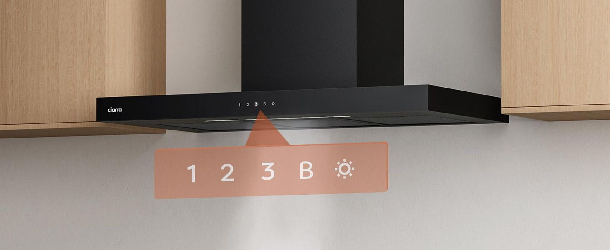 CIARRA A+++ 650 m³/h Hotte d'aspiration murale 90cm WIFI +APP & Touch Control Boost VMB9102