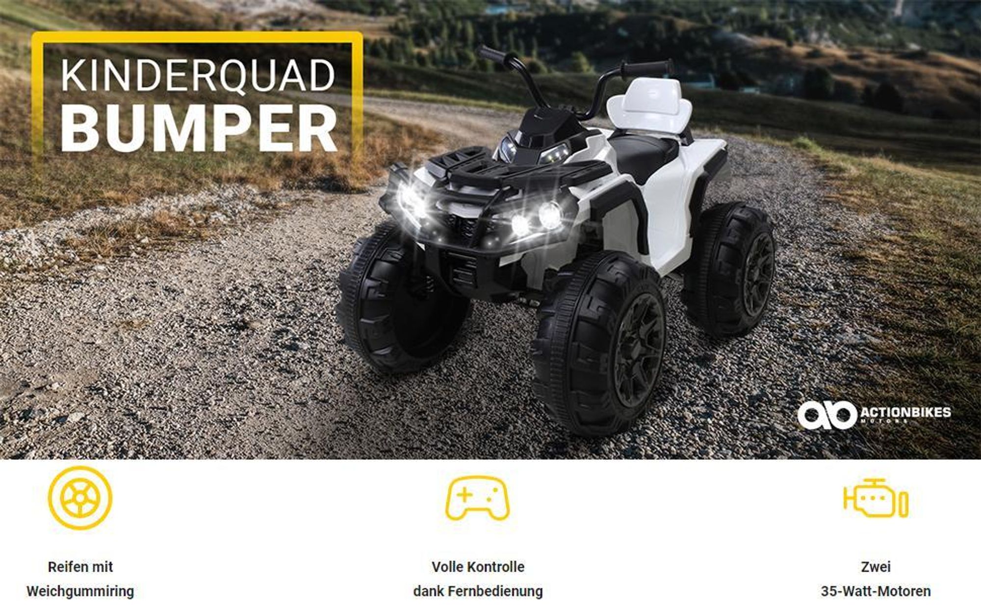 Actionbikes Motors Kinderquad Bumper | Mini Offroad Quad - Pocket Quad - Kinder Elektro Auto - Pitbike - 12V 7Ah - 2x35 Watt - Fernbedienung (Rot)