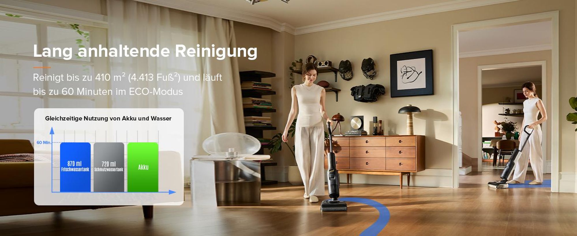 Roborock F25 LT Nass-Trocken-Sauger 20000 Pa, 90°C Hochtemperatur-Selbstreinigung & und schnelle Heißlufttrocknung, 180° flachliegende