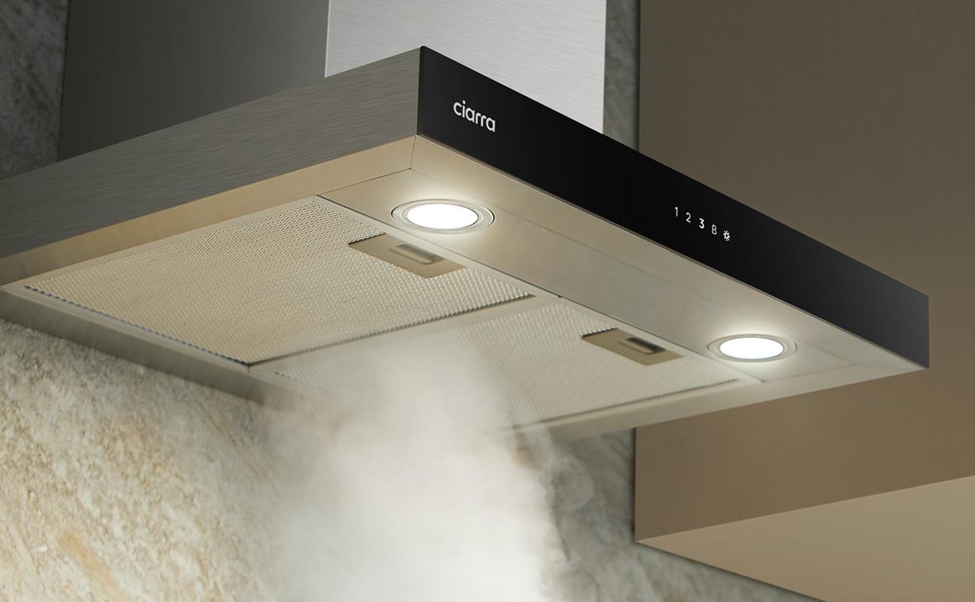 CIARRA A+++ cofano aspirante 60cm 650 m³/h cofano a parete WIFI +APP & Touch Control Boost VMS6102