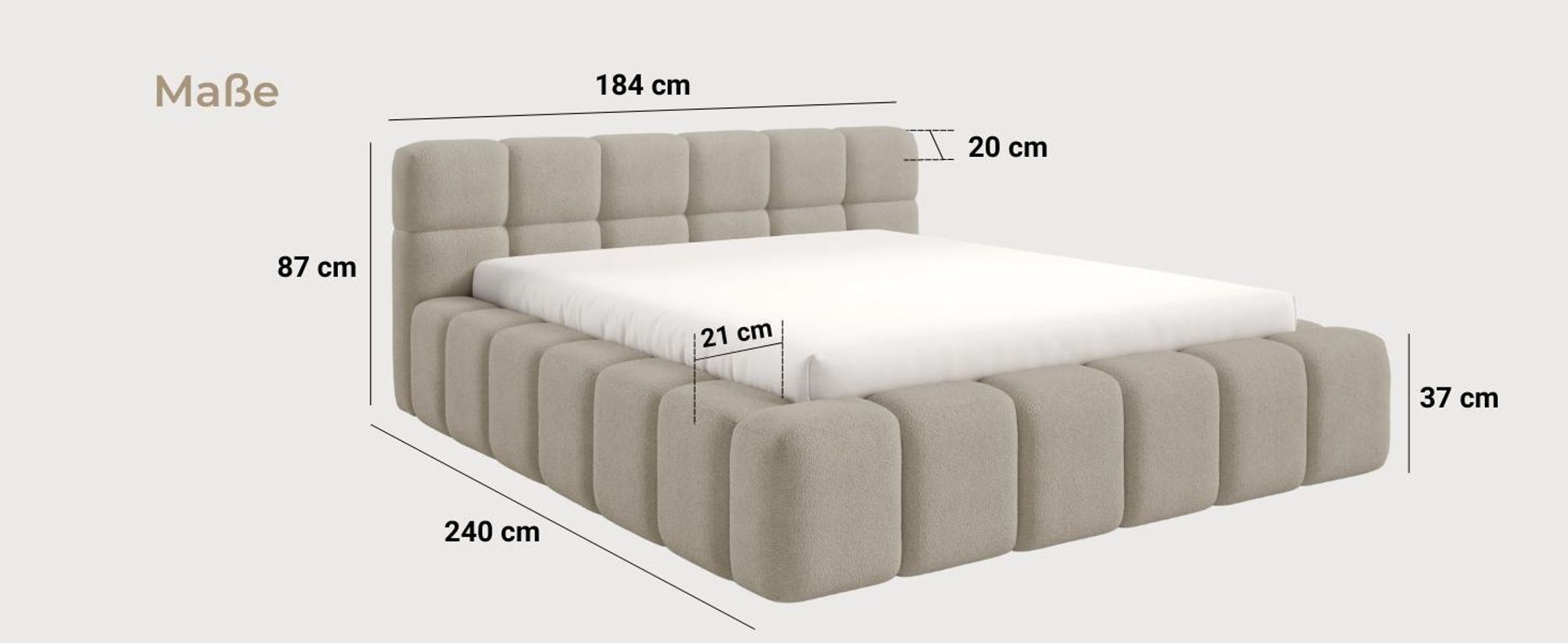 Polsterbett NUBO Premium 140x200 cm mit bettkasten - QUELLE 05