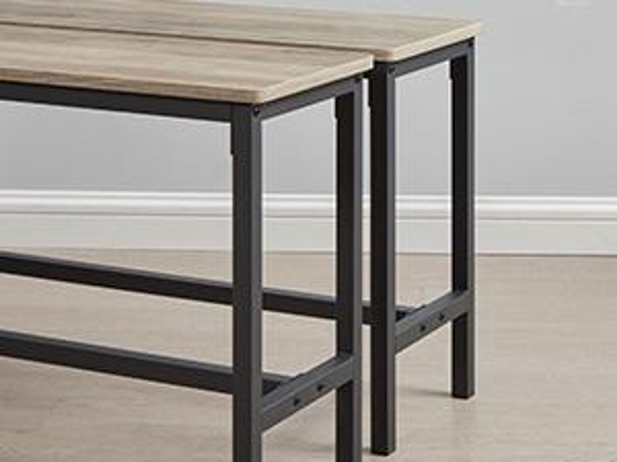 VASAGLE Esstisch, Küchentisch-Set mit 2 Bänken, 3er-Set, 110 x 70 x 75 cm, Greige meliert-Tintenschwarz