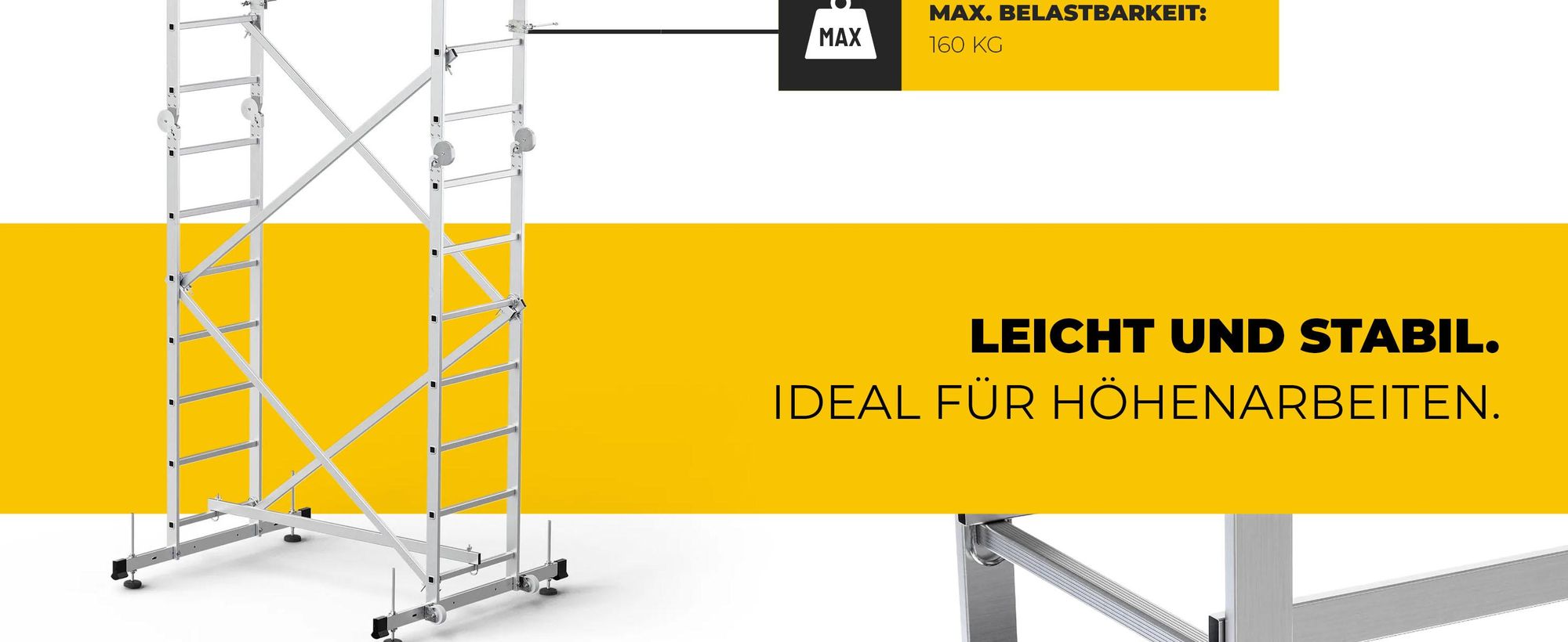 Drabest | Aluminiumgerüst - gerüst - Leitergerüst - leiter gerüst - bis zu 160kg  - alu gerüst - arbeitsplattform - plattform alu gerüst