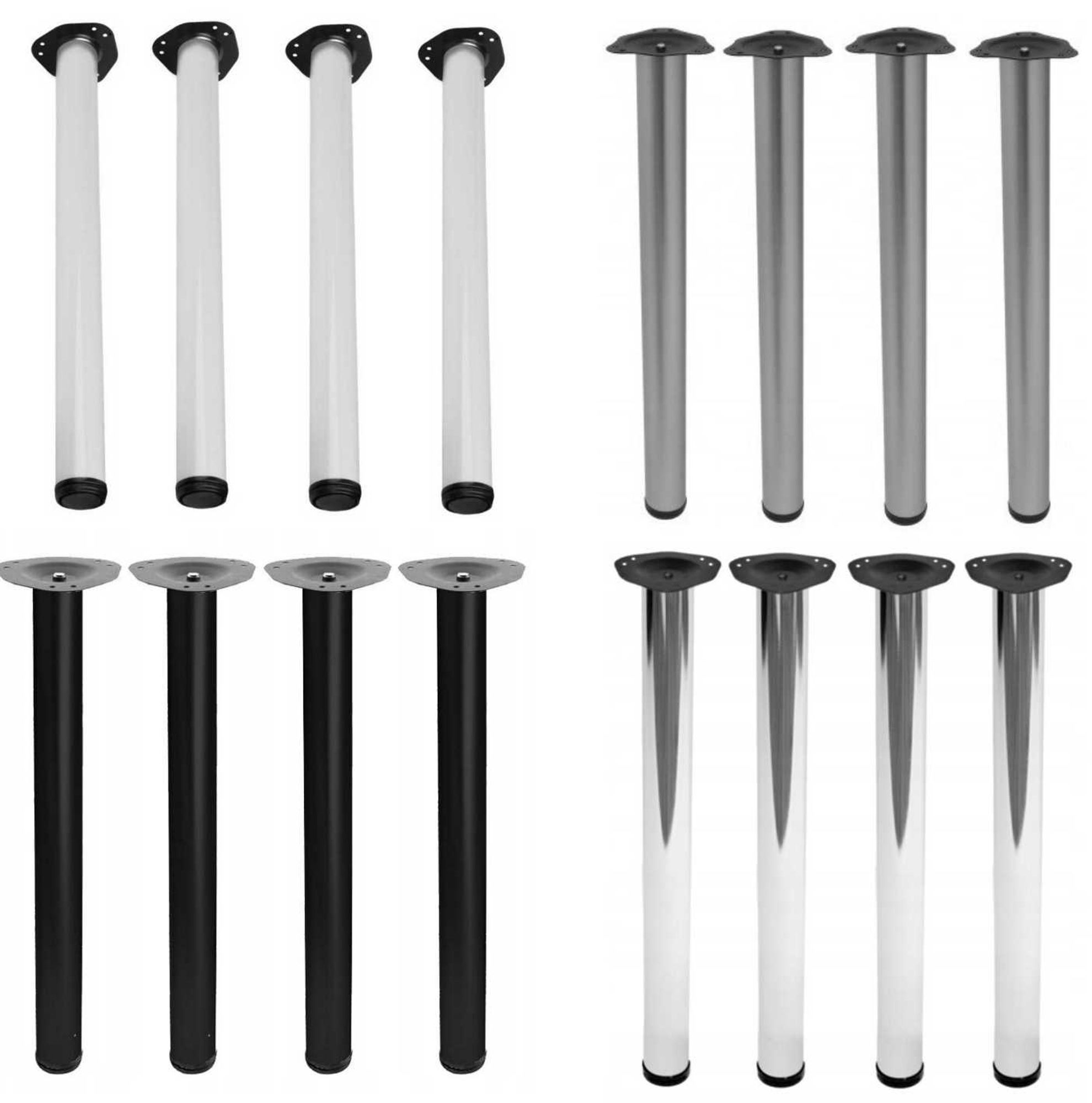 Tischbeine Set-4St. Möbelfuß H1100mm Ø60mm Tischbein Höheverstellbar Schreibtischfüße Weiß