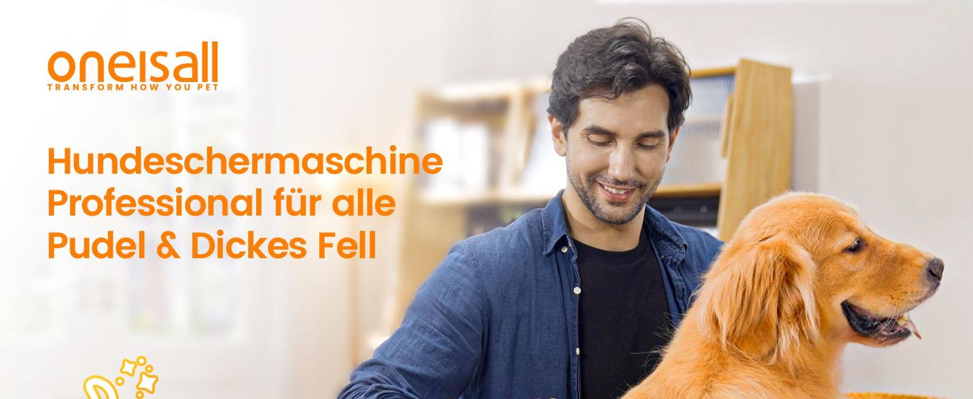 Oneisall Hundeschermaschine für dickes Fell, kabellos & wasserdicht, Metalkämme
