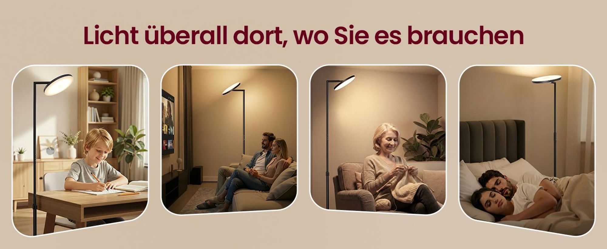 VASAGLE LED Standleuchte höhenverstellbar, Stehlampe mit drehbarem Lampenkopf, Timer, Memory, Schlafzimmer Wohnzimmer, schwarz