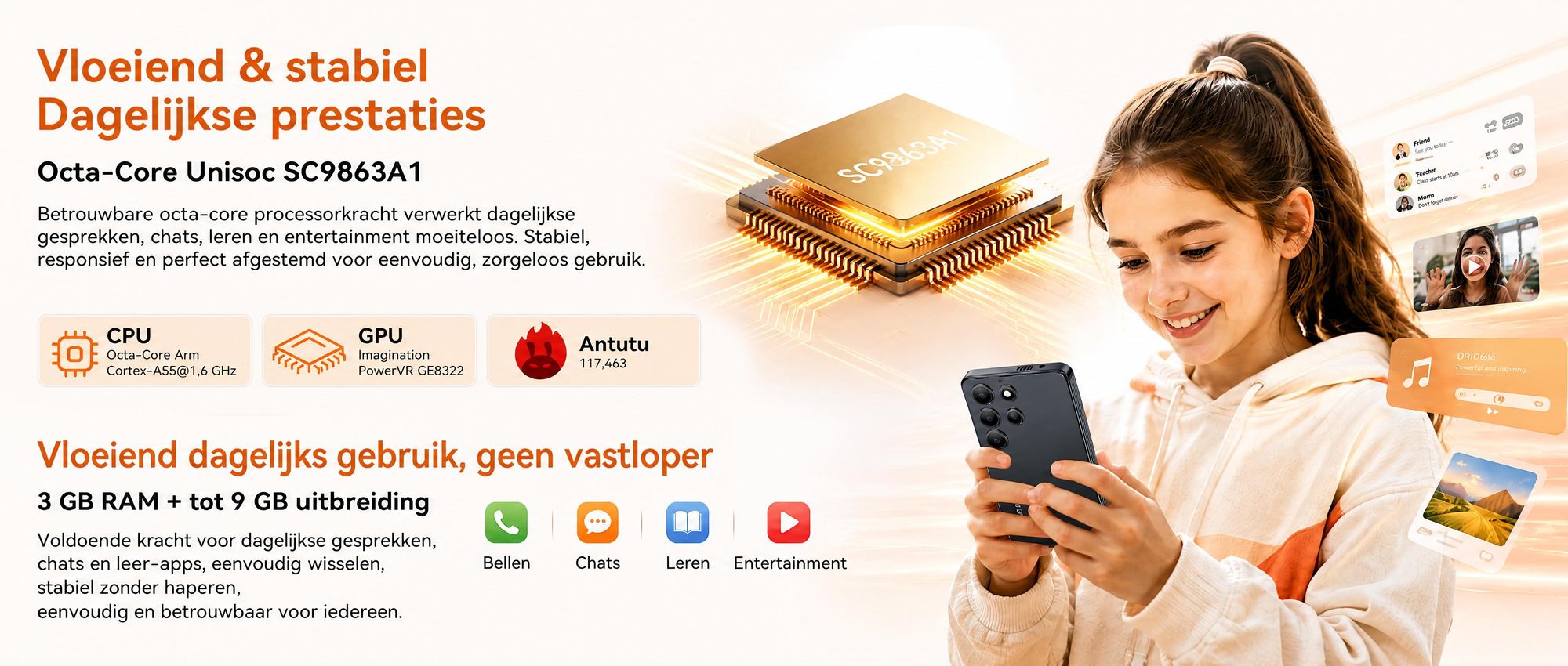 Blackview-Oscal Wave 2C, 5-inch, ultralicht smartphone, zonder abonnement, Android 16, 12+32GB, Face ID, dual SIM, 1080P, inclusief gratis TPU beschermhoes