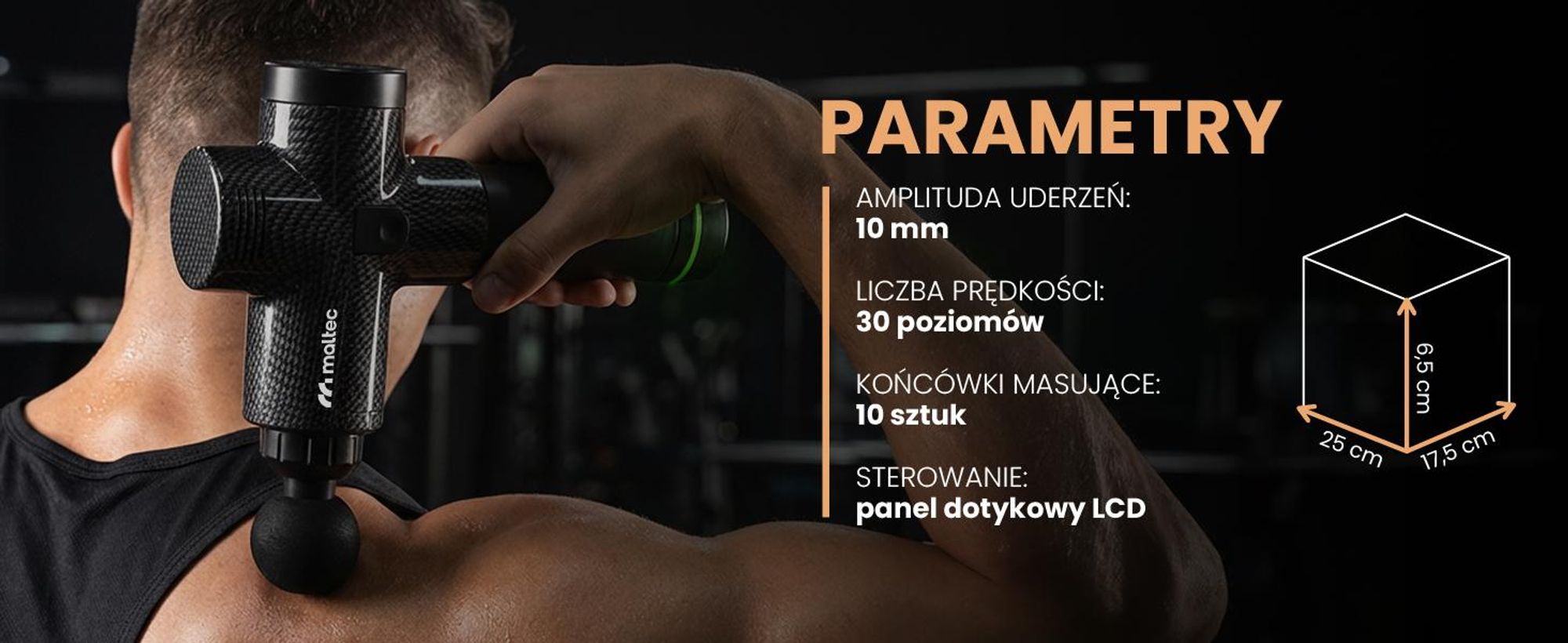 Pistolet do masażu z dziesięcioma nasadkami i dużym akumulatorem