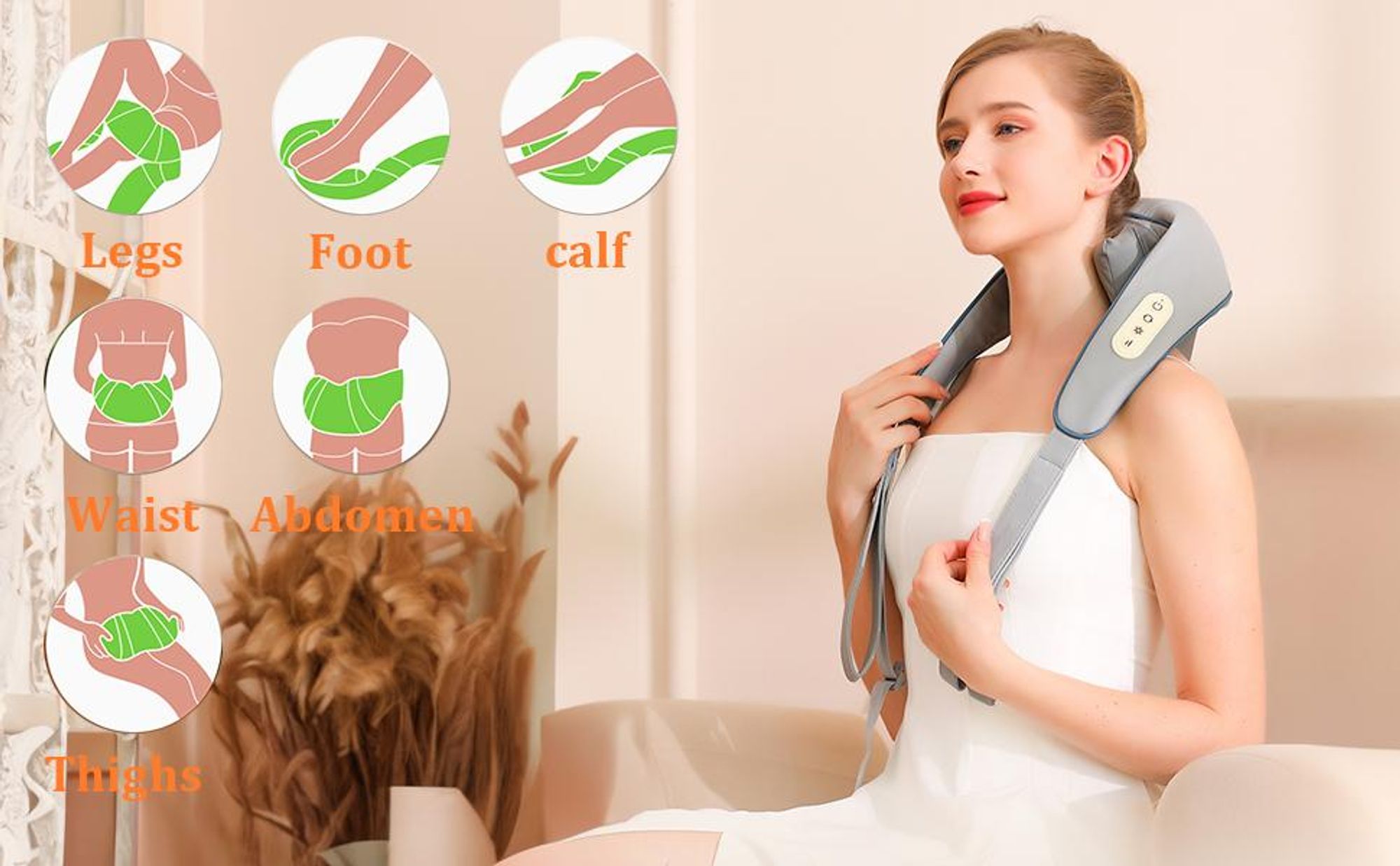 Nackenmassagegeräte, Shiatsu Rückenmassagegerät, mit Beheiztes, 3D-Massage von tiefem Gewebe, für Kopf, Schultern, Rücken, Bein