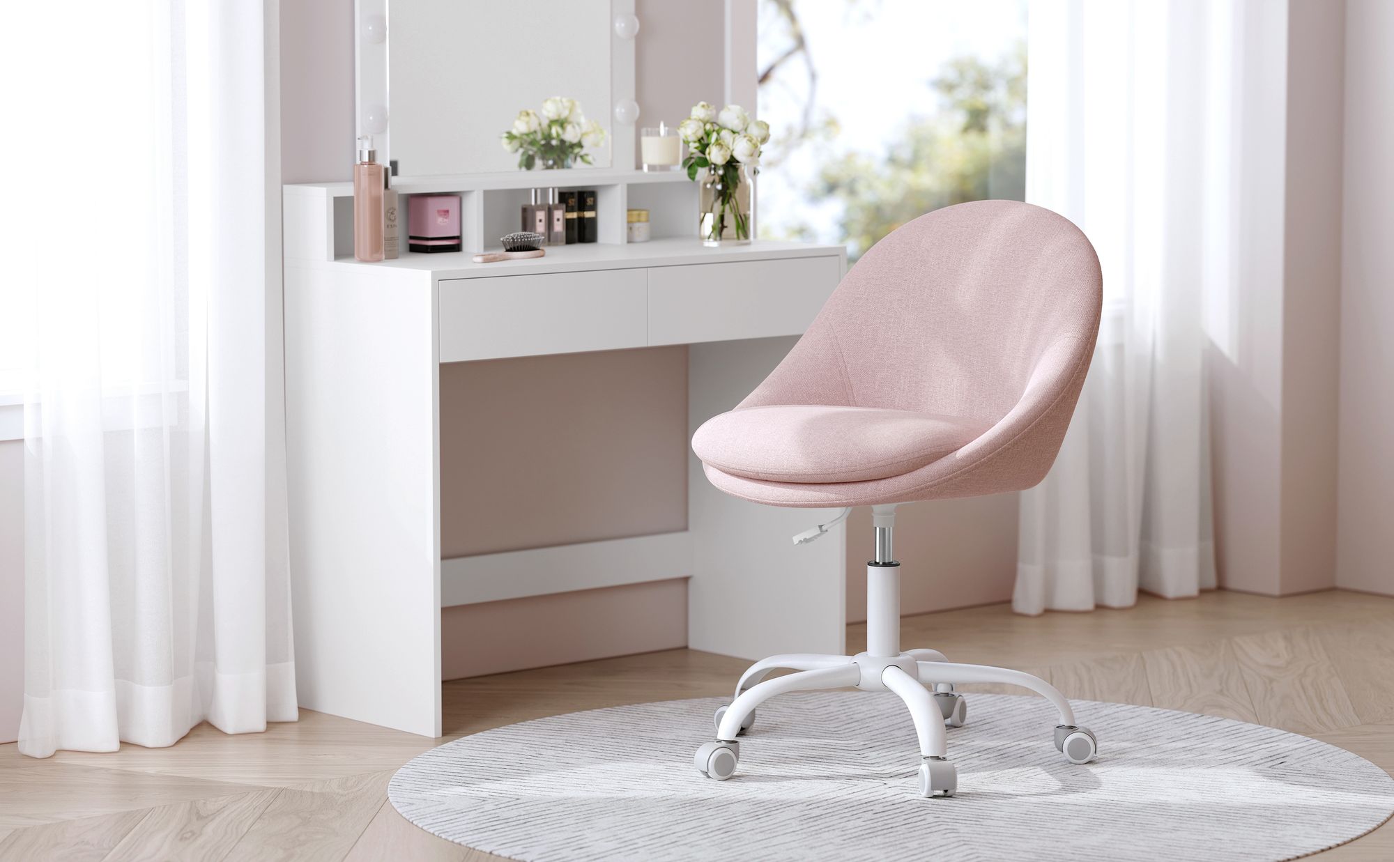 SONGMICS Homeoffice Stuhl, Drehstuhl, Schreibtischstuhl, rosa