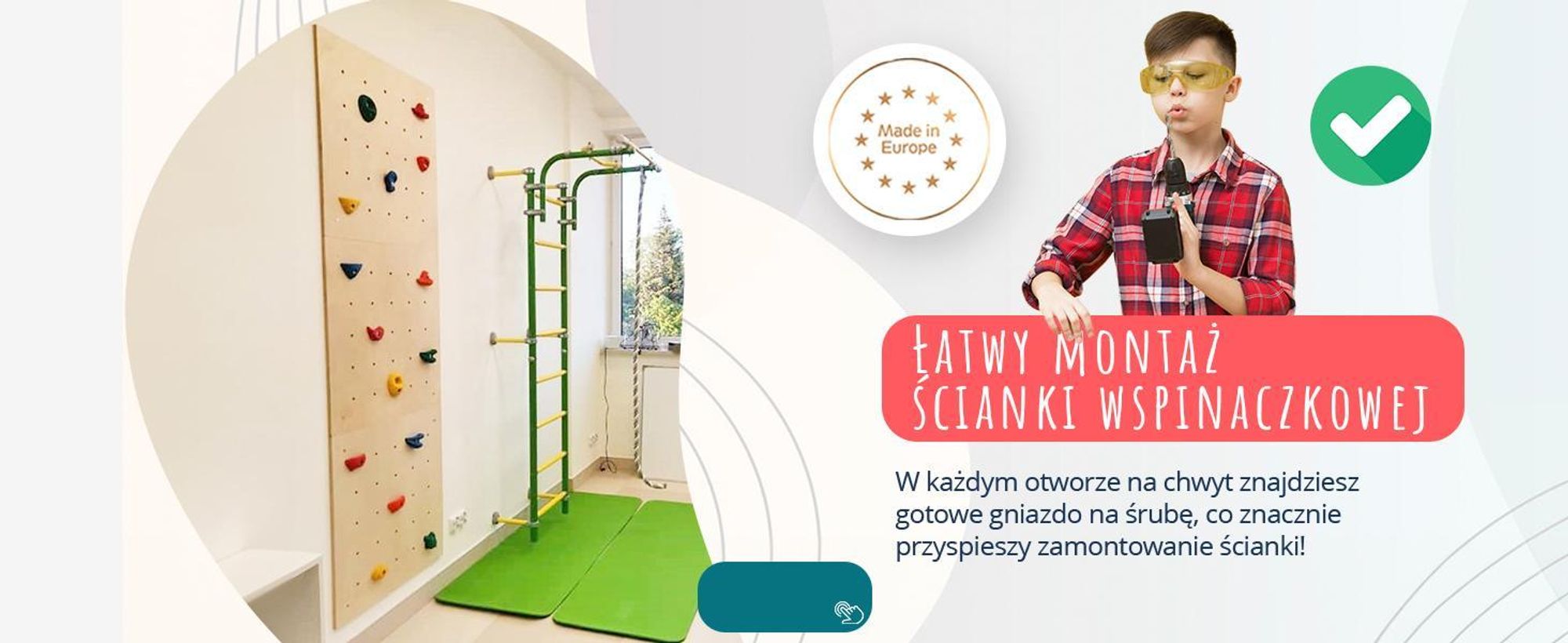 Create for you® - Domowa Ścianka Wspinaczkowa dla Dzieci, 5 Chwytów 60x120cm