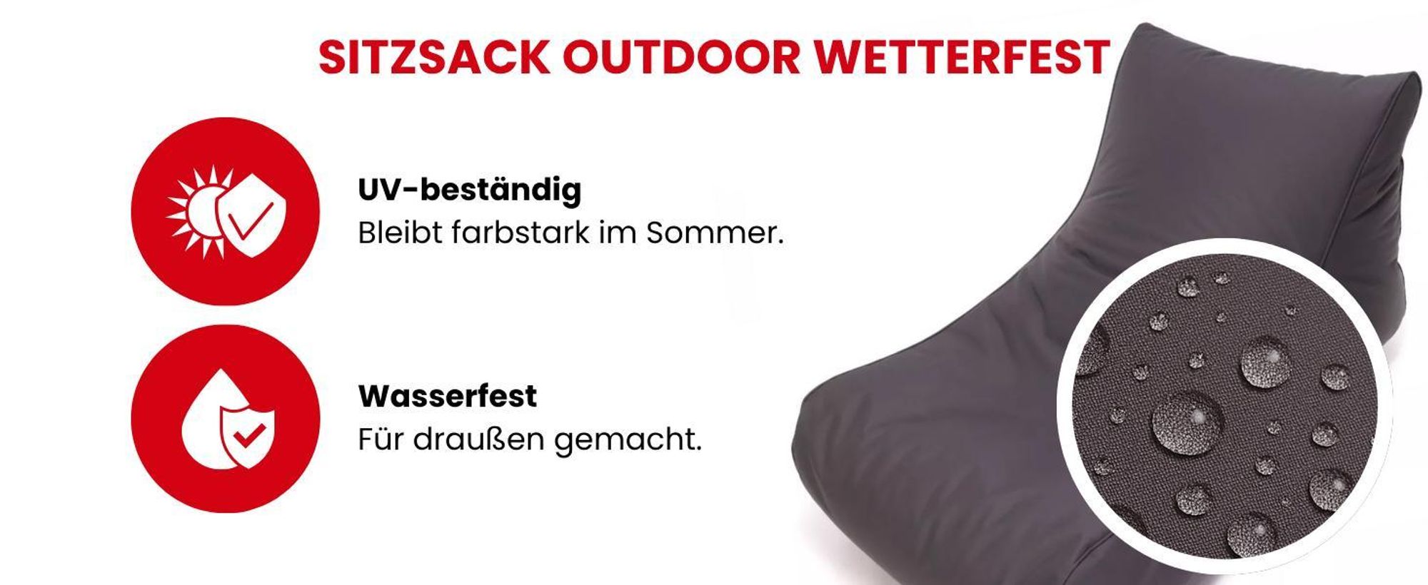 Wetterfestem und wasserfestem Polyesterstoff – ideal für Garten oder Terrasse.