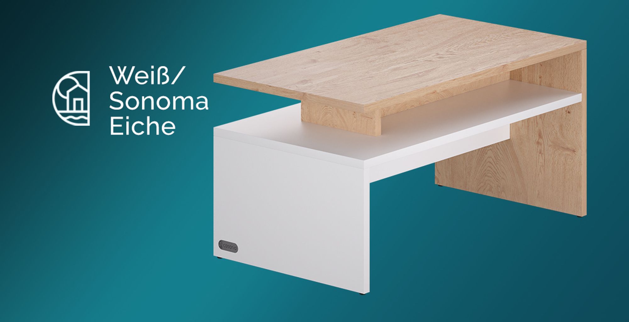 CASARIA® Couchtisch Holz Weiß Grau mit Stauraum 95x55x50cm Kratzfest 50kg Belastbar Wohnzimmertisch Modern Beistelltisch Konsolentisch für Couch Sofa