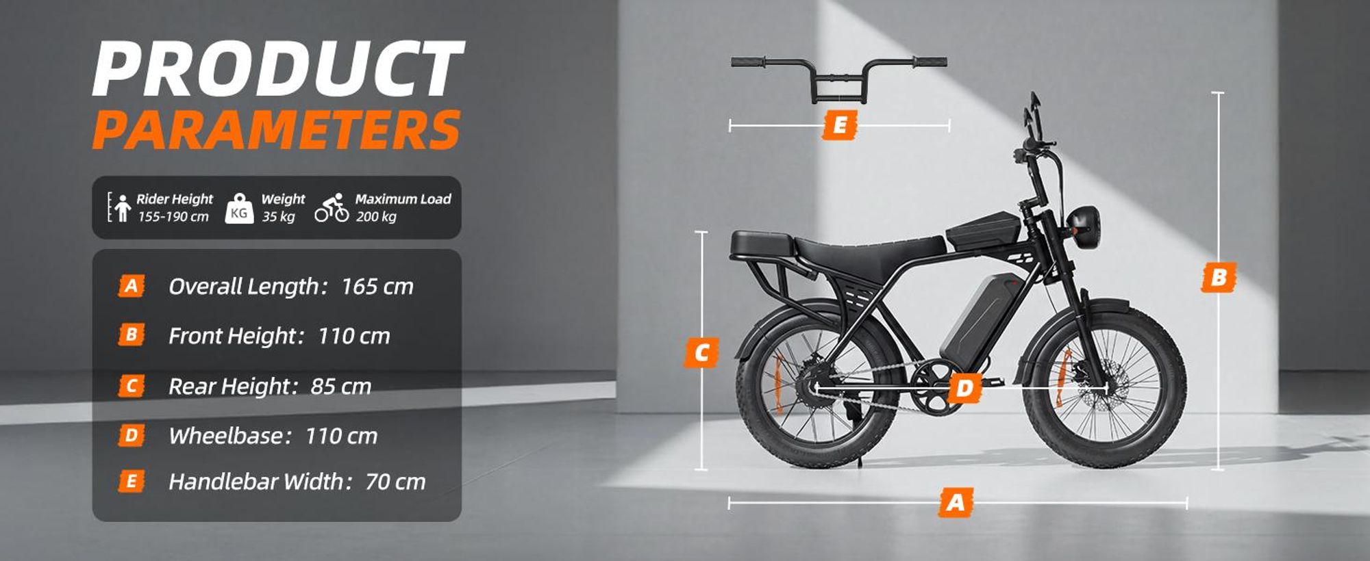 X5 20 Zoll E Bike，MTB E-Bikes mit 48V 15Ah Akku(80km), 25 km/h, NFC, Scheibenbremsen, Federgabel, Rücksitz