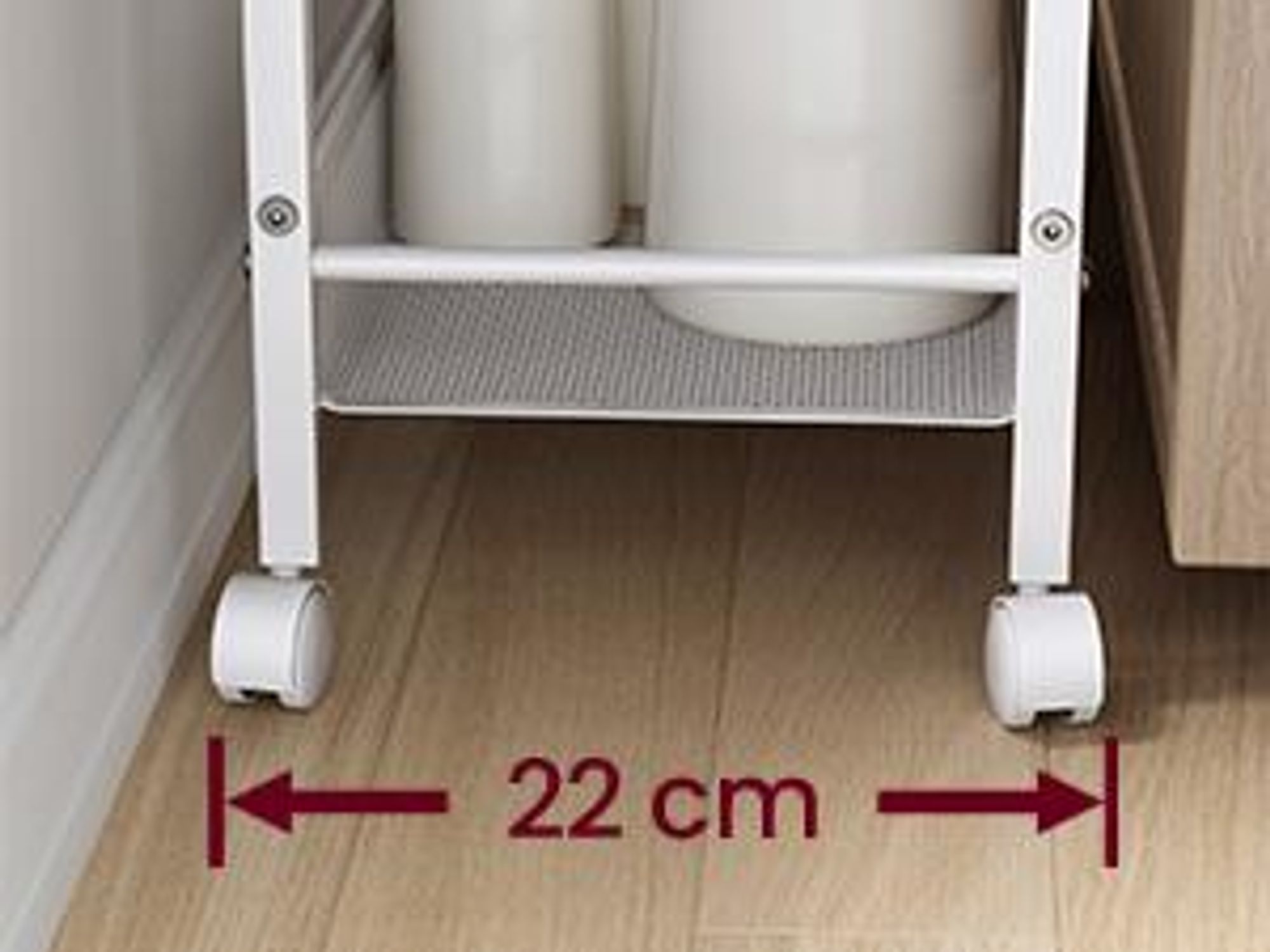 VASAGLE Rollwagen, Nischenregal auf Rollen, mit 4 Ebenen, für kleine Räume, 22cm Tiefe, Weiß