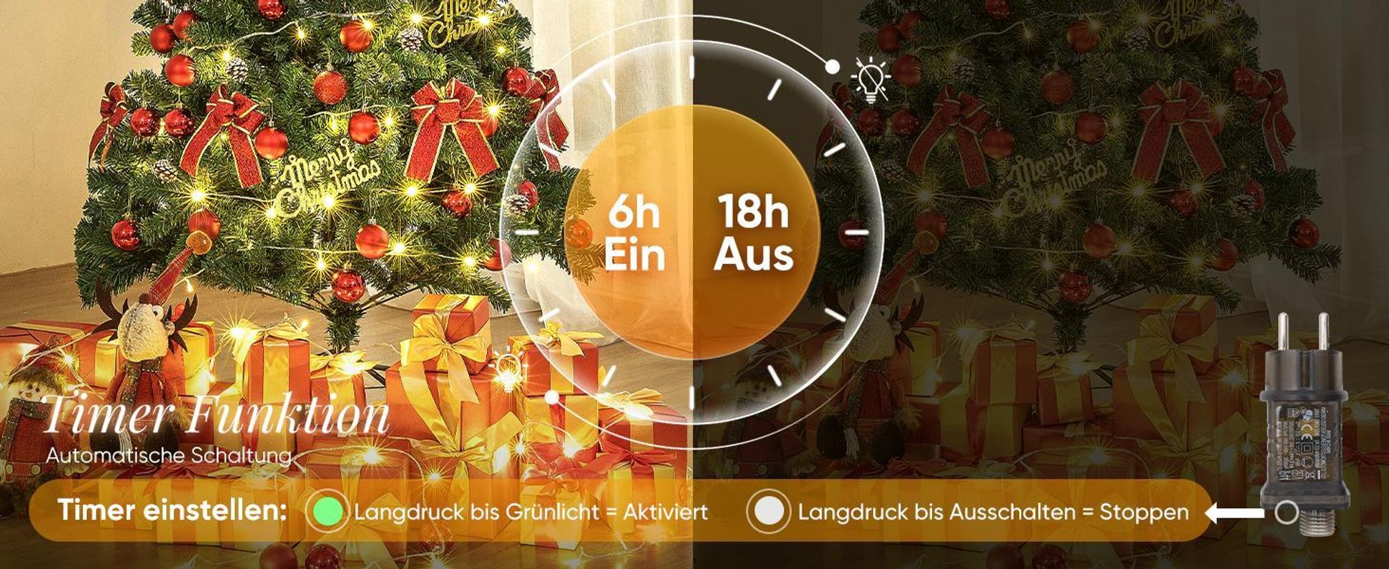 SALCAR 15m 220er LED Lichterkette Weihnachten, für Weihnachtsdeko Party Hochzeit, Transparente Kabel, Warmweiß