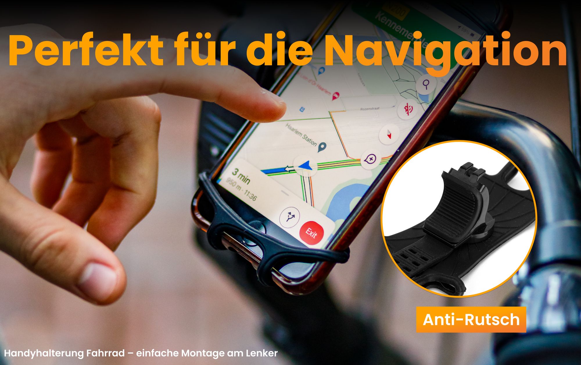 R2B Handy Halterung Fahrrad - Universal elastisch fahrrad Handyhalterung, Handyhalter fahrrad für Mountainbikes, Motorräder und Motorroller