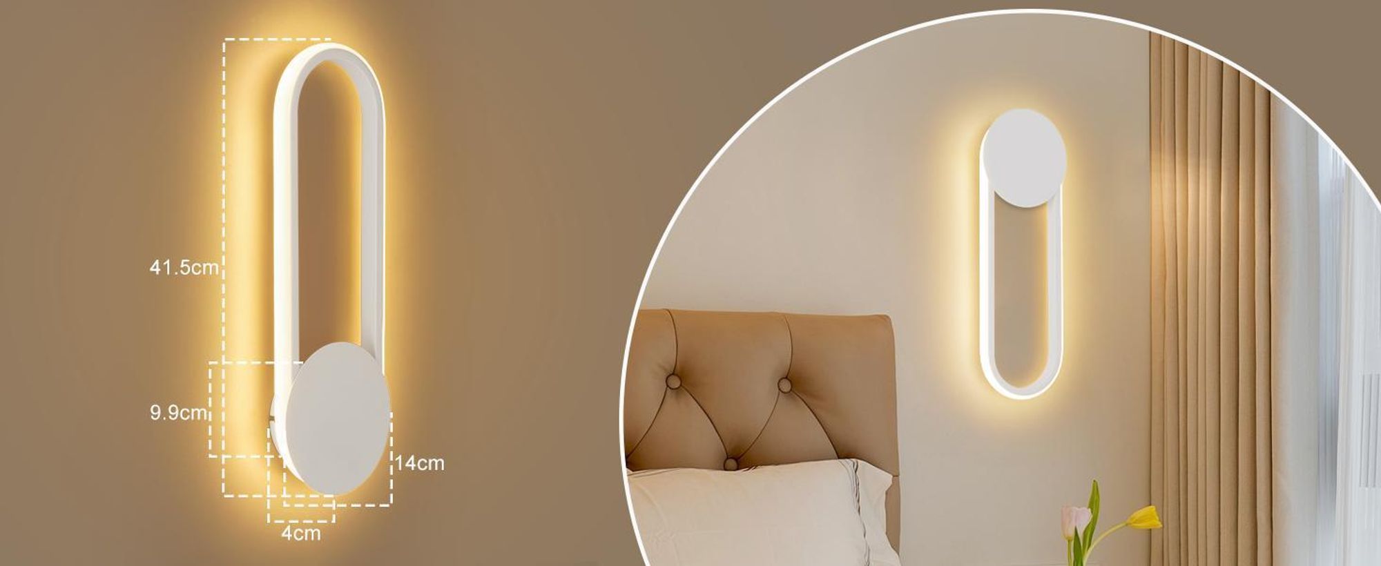 ZMH LED Wandleuchte Innen Wandlampe 12W Treppenhauslampe 41cm Weiß Flurlampe Modern Design 3000K Warmweiß Minimalistische Wandbeleuchtung für Schlafzimmer Wohnzimmer Flur Treppenhaus Küche