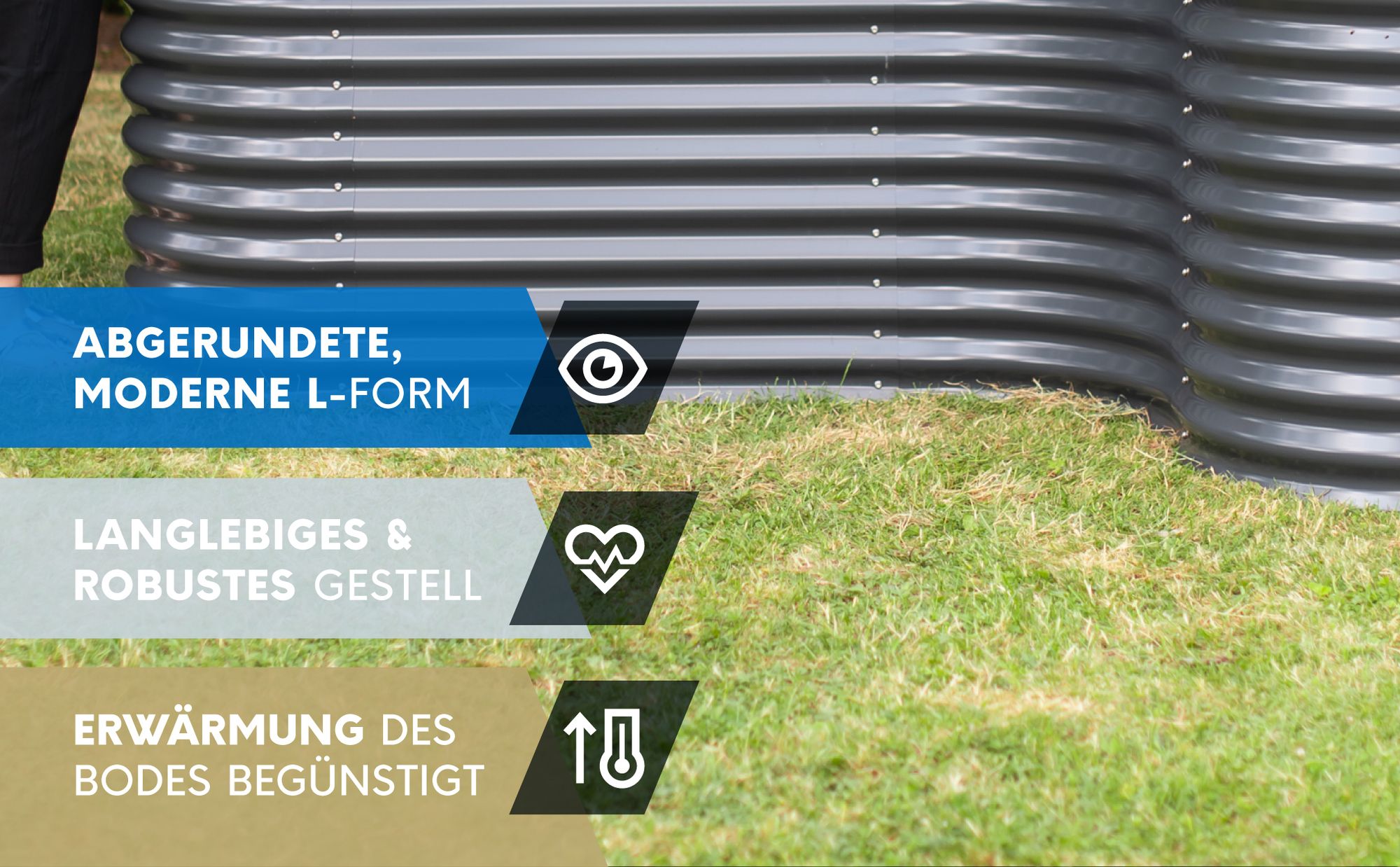 Westmann Grow Faster L Metall Hochbeet L-Form Wellblech in Anthrazit