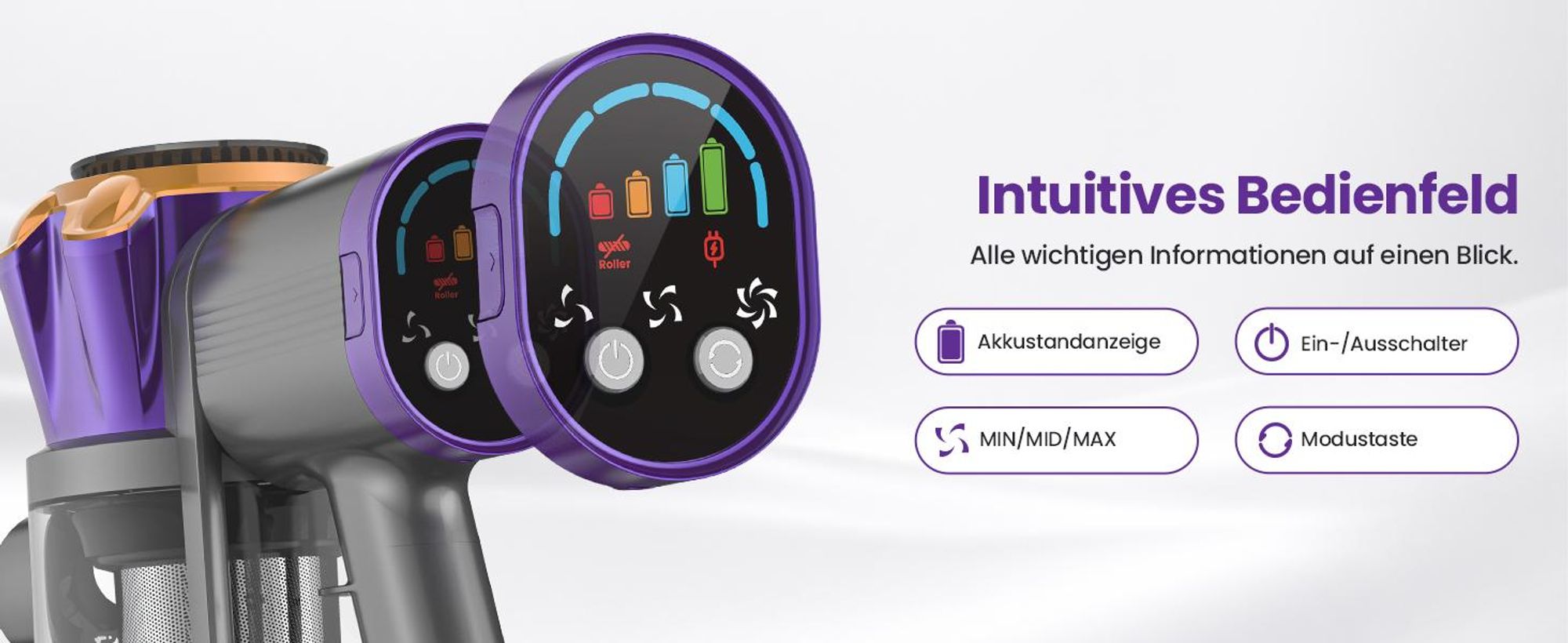 75000Pa Akku staubsauger 600W/70Min.1,2L Staubbehälter,Ultraleiser Staubsauger Kabellos,65dB leise,OLED Display,H14-Filtersystem,handstaubsauger
