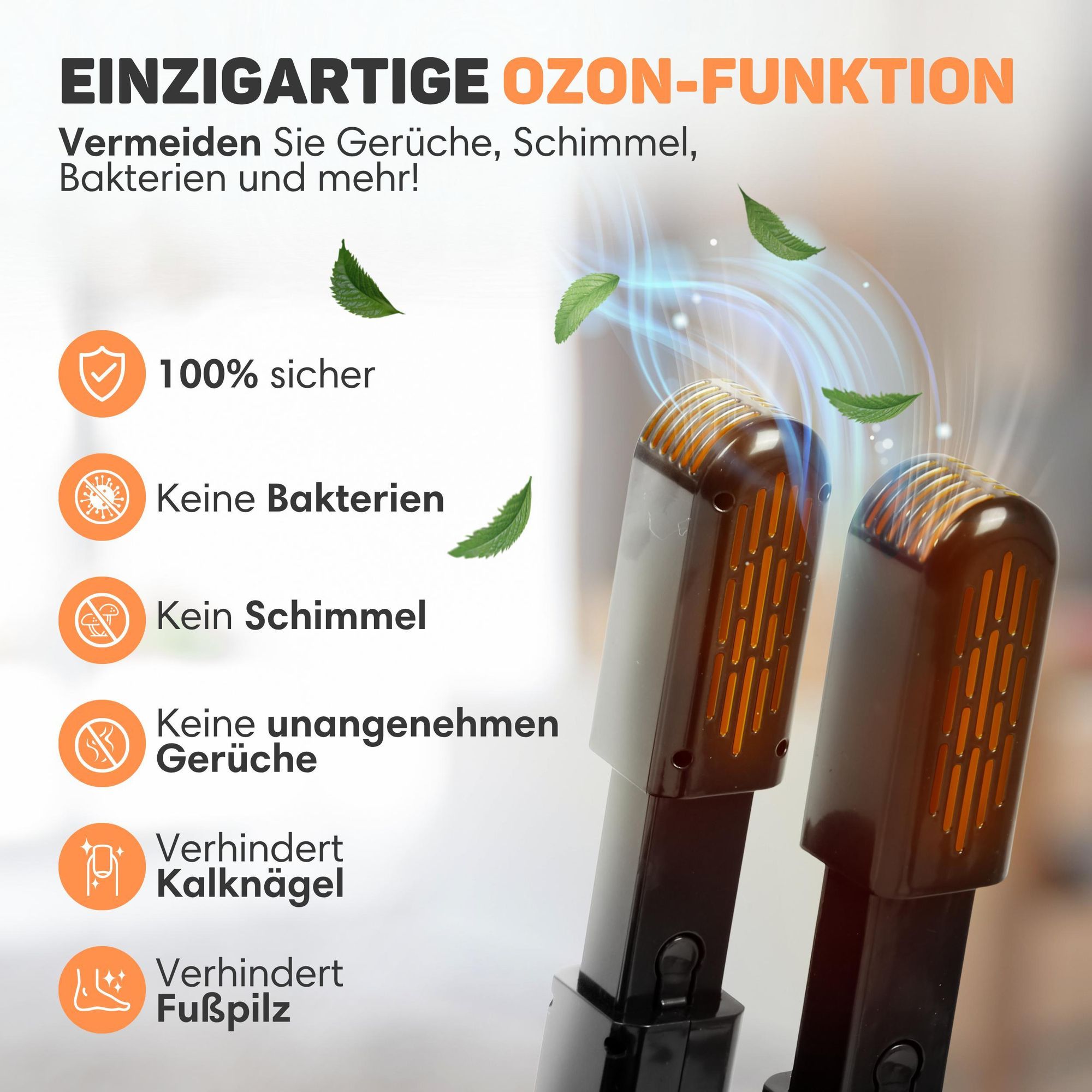 Vulpes Goods Schuhtrockner, Schuherfrischer, Timer, Ozon & Trocknungsfunktion, Geruchsentferner, Fußwärmer, Schuherfrischer, Inkl. 10 Schuhauffrischer
