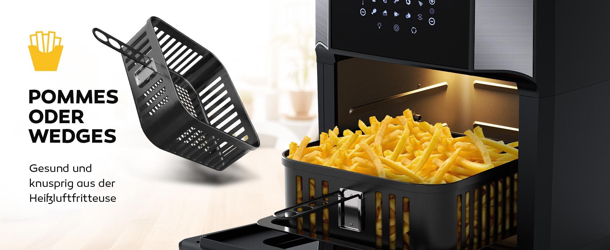 Balter Heißluftfritteuse HL-1200, Friteuse, 12 Liter, Mini Backofen, LCD Display, 10 Programme, inkl. Rezeptheft