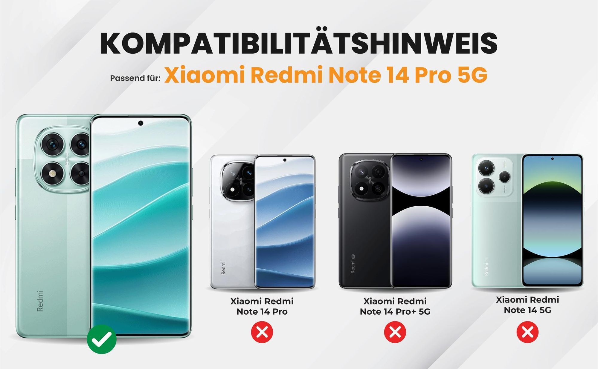 Kompatibilitätshinweise Hülle für Xiaomi Redmi Note 14 Pro 5G
