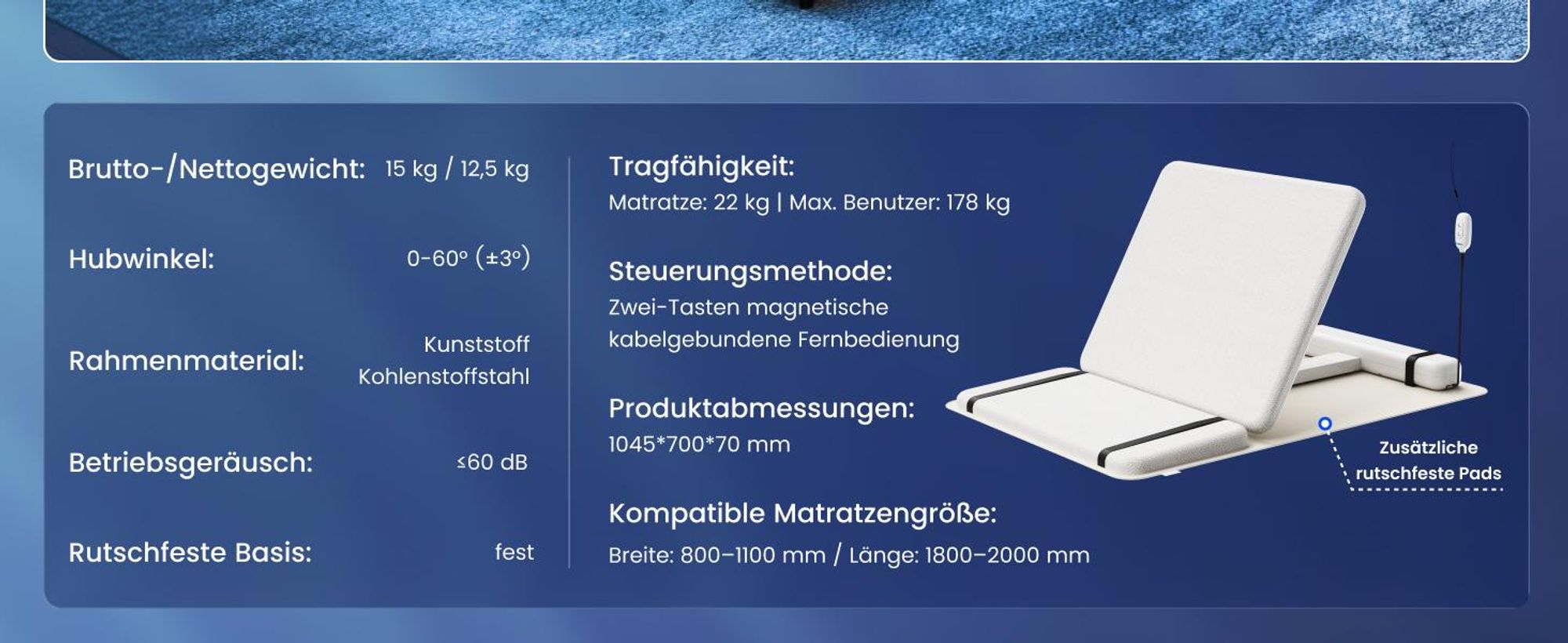 FLEXISPOT Lattenrost 90x200cm elektrisch, 0-60° verstellbar, bis 200kg, leiser Motor, stabiler Stahlrahmen, rutschfester Matratzenschutz, Weiß