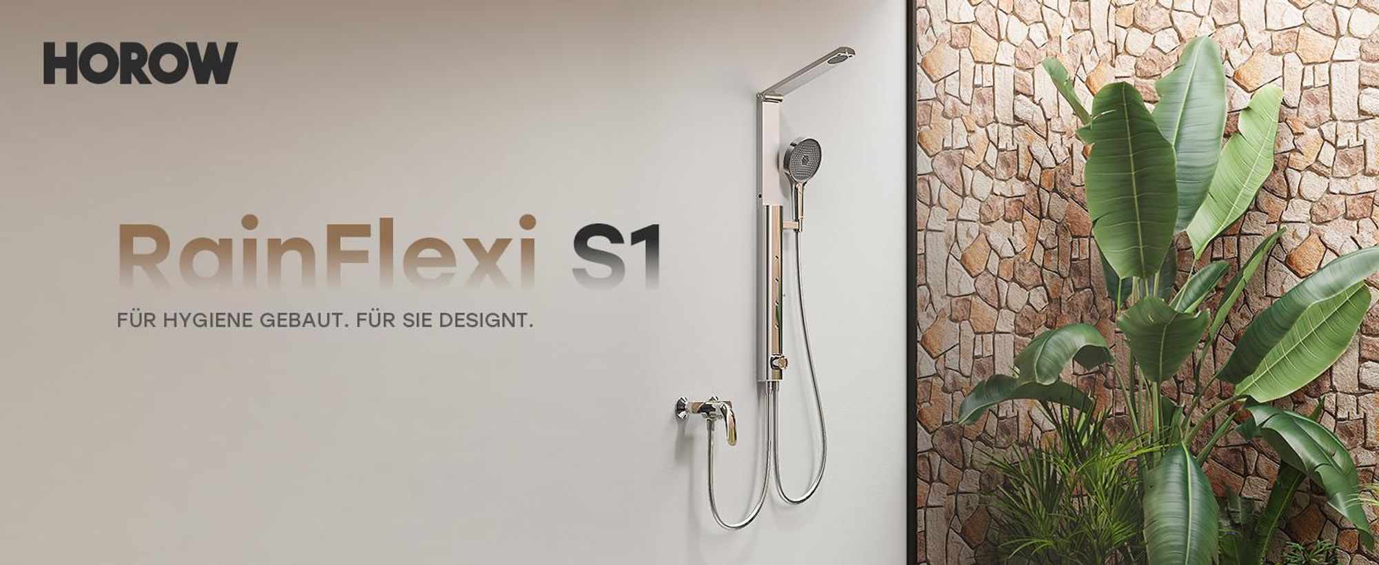 HOROW Regendusche Set Chrom, Duschset Duschsystem mit 4 Massage-Modi, Klappbares Duschset, Höhenverstellbar, ohne Armatur, passt auch für Badewannen