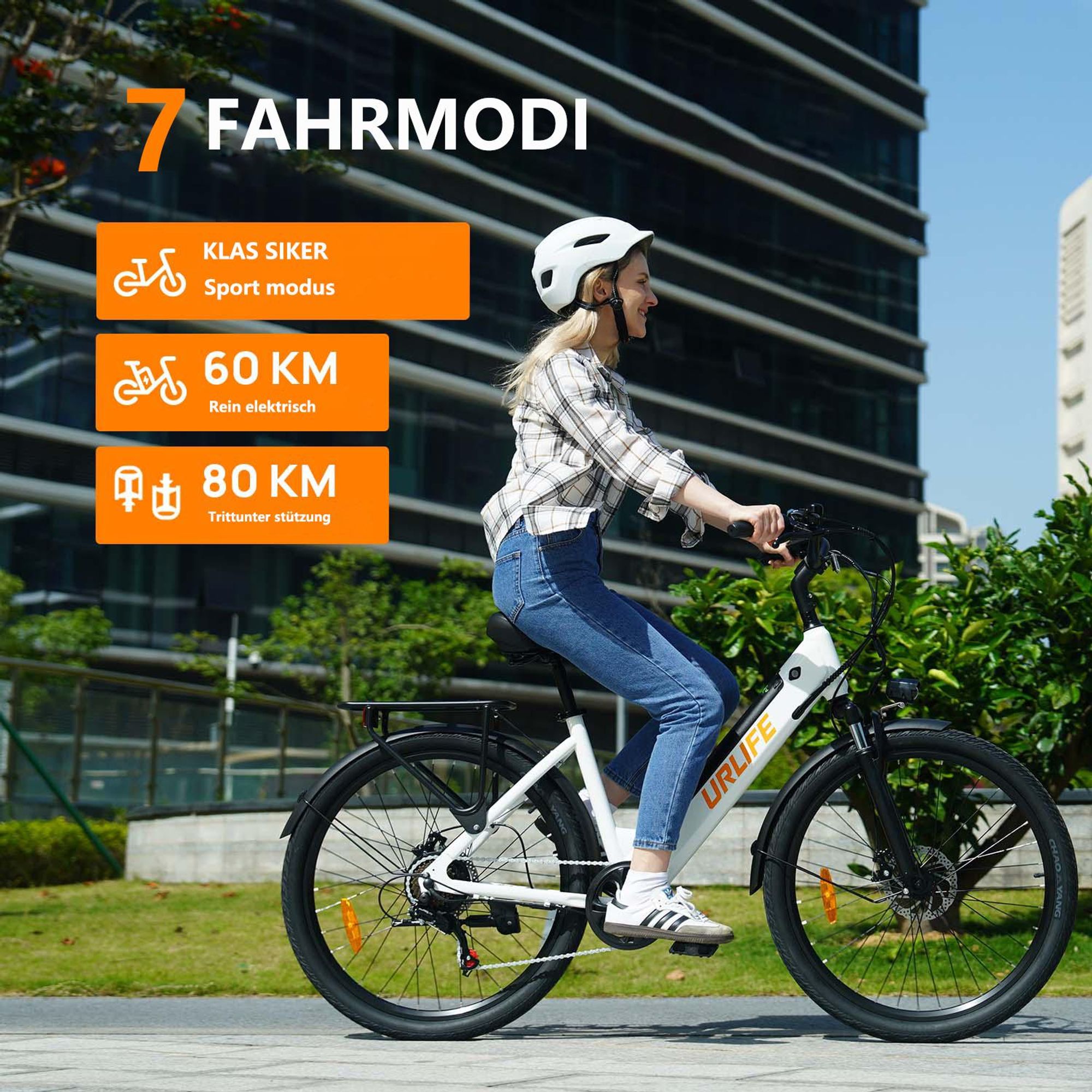 Elektrofahrrad URLIFE E26 - 250W Motor 36V 13Ah Batterie 26 Zoll Reifen Scheibenbremse - Schwarz