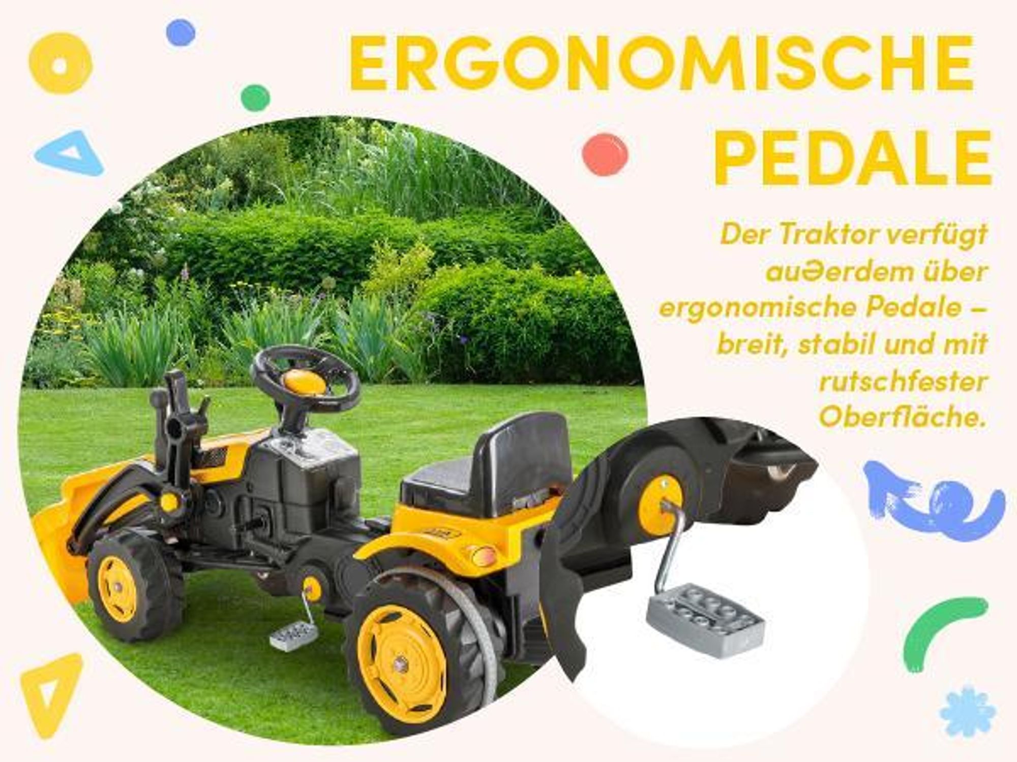 Pilsan Kindertraktor 07315 gelb, Pedale Schaufel, einstellbarer Sitz, ab 3 Jahre