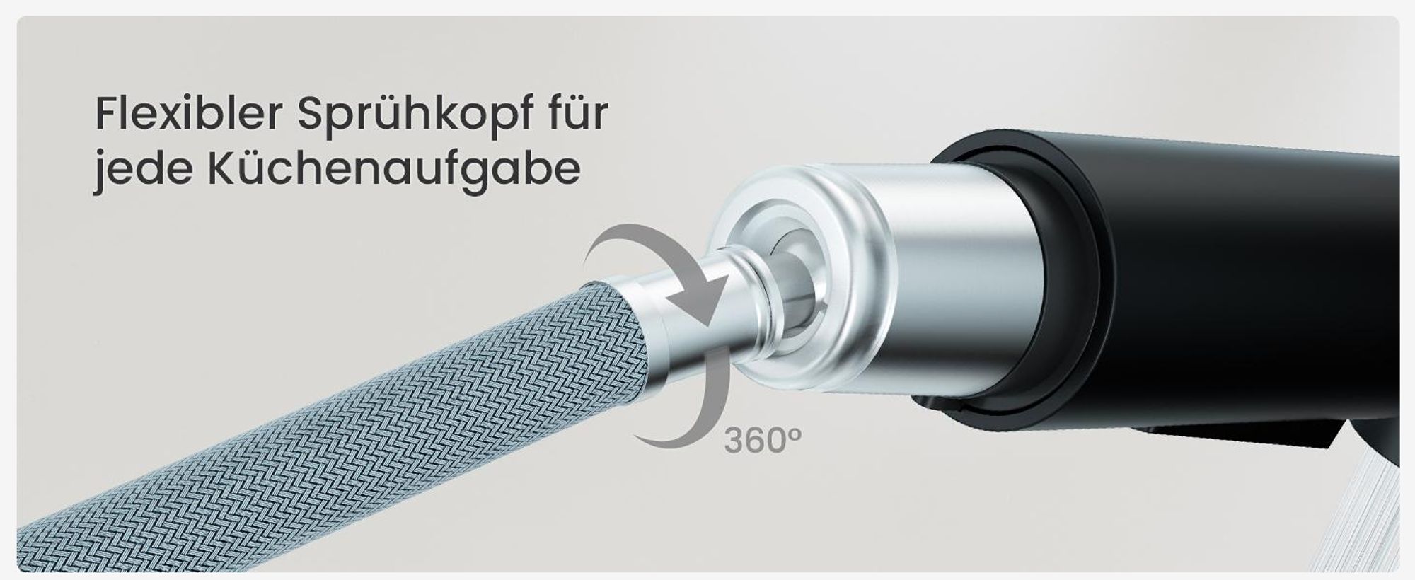 Cecipa MAX 304 Edelstahl Küchenarmatur | 360° Drehbar & Ausziehbar | Schwarz Matt | Zwei Wasserausgänge