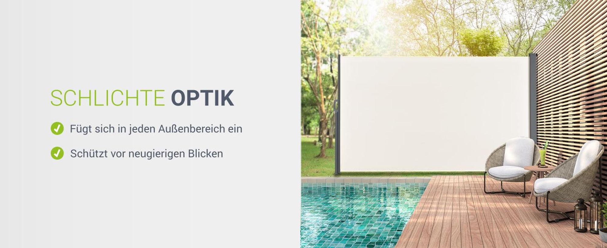 Juskys Seitenmarkise Dubai 300 x 180 cm ausziehbar blickdicht, Sichtschutz für Balkon & Terrasse, Seitenrollo mit Wandhalterung - beige