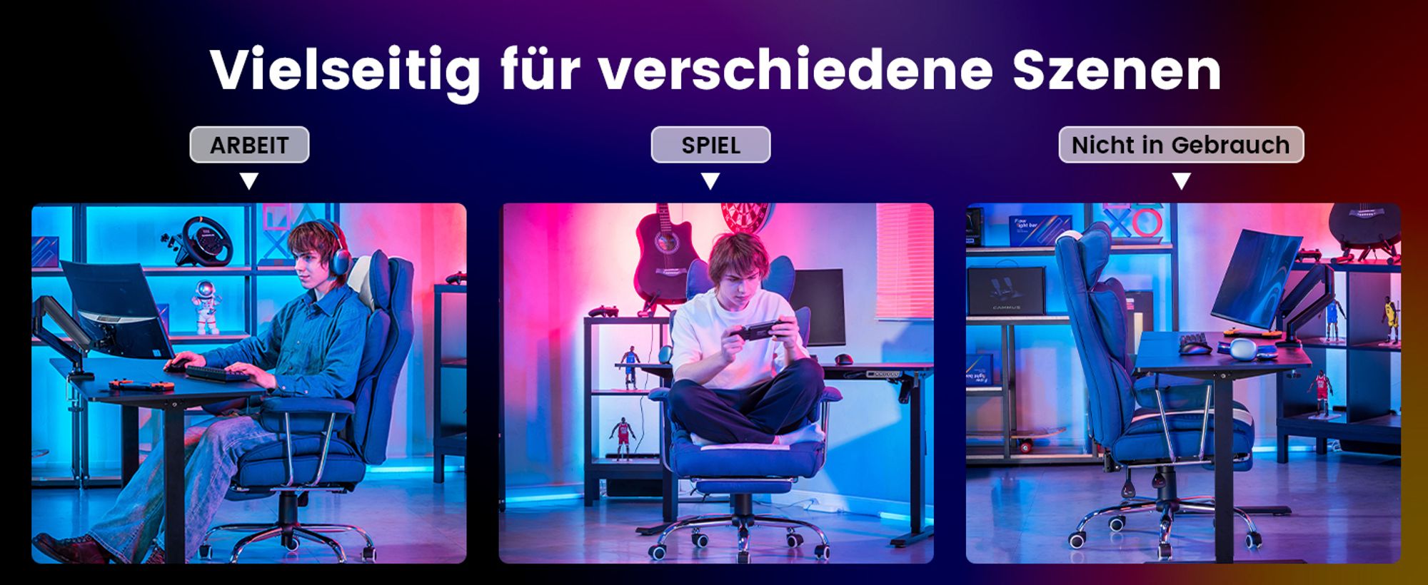 GTPLAYER Gaming Stuhl, Gamer Stuhl, Ergonomischer Bürostuhl mit Fußstütze verstellbare Lenden und Kopfkissen, Gaming Chair Gepolstert, Gaming Sessel