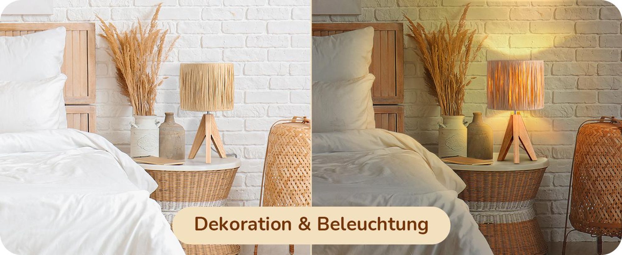 EDISHINE Nachttischlampe mit 4W Glühbirne, LED Tischlampe holzbein, Warmweiß, E27