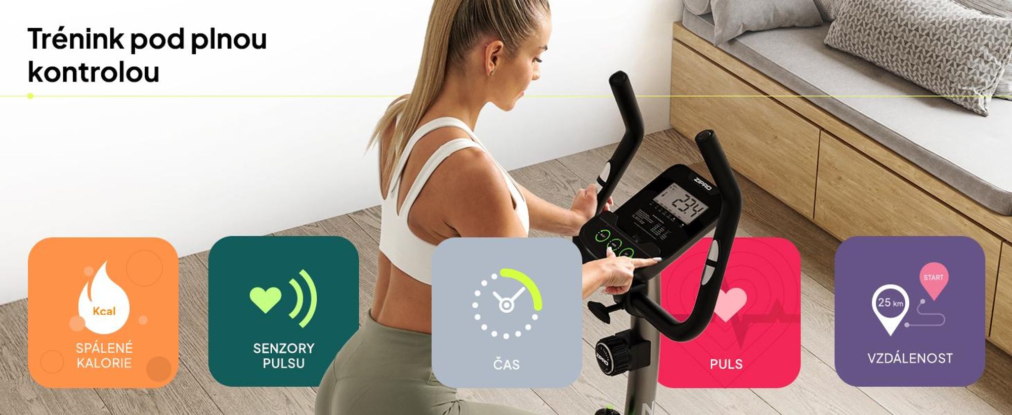 Zipro Domáci trenažér Nitro – Magnetický domáci trenažér Ergometer pre domáce použitie Tichý fitness bicykel s meraním pulzu, nastaviteľným sedadlom (H/V) a LCD displejom