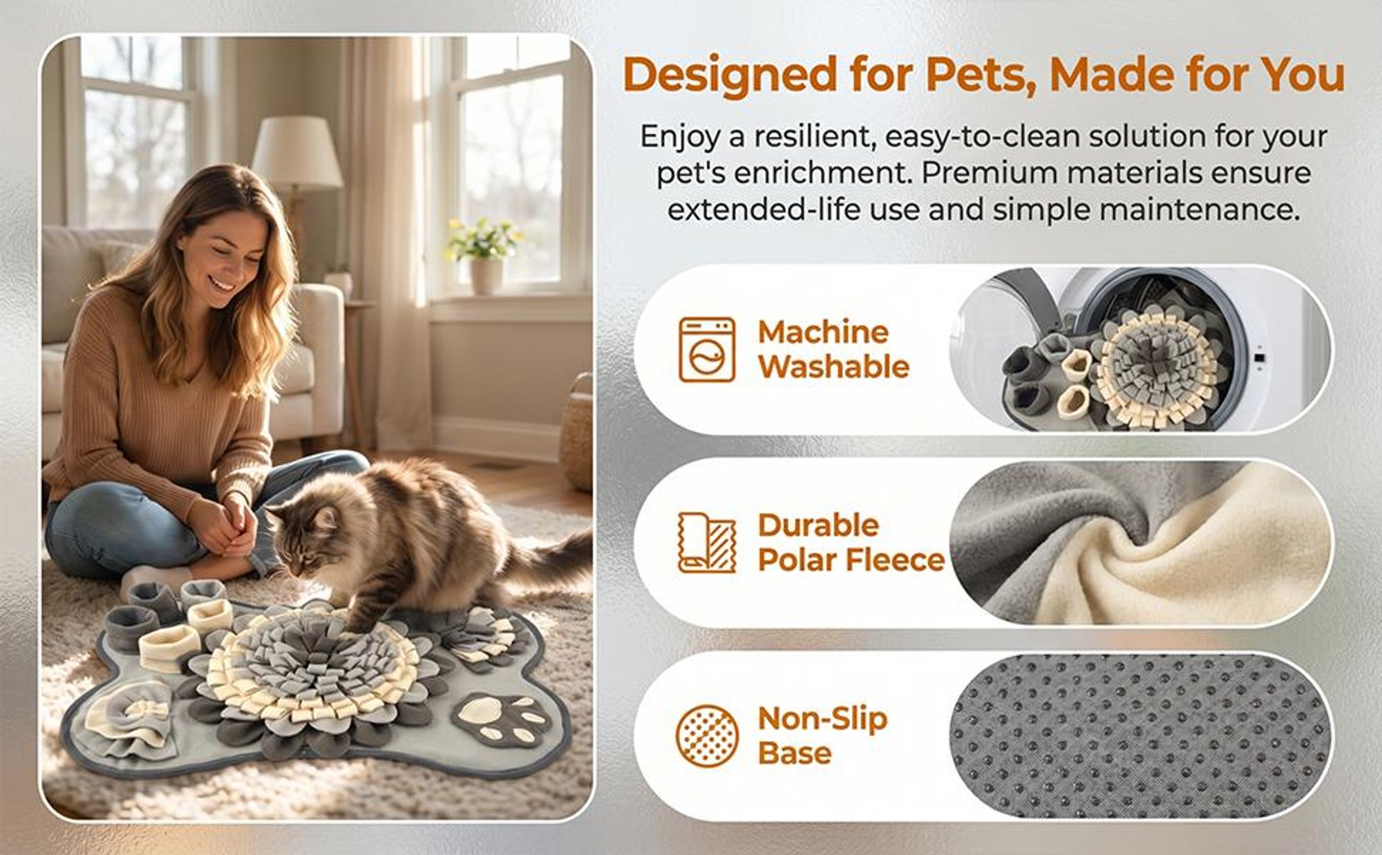 Schnüffelteppich, Hundeschnüffelmatte, Futter-Suchmatte, Trainingsmatte, Intelligenzspielzeug für Hunde und Katzen, Natürliches Fressen
