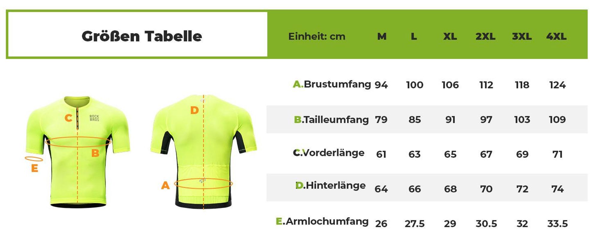 ROCKBROS Herren Kurzarm Radtrikot Atmungsaktiv Schnelltrocknend Leicht Für Rennrad MTB Neon Gelb Größe 4XL