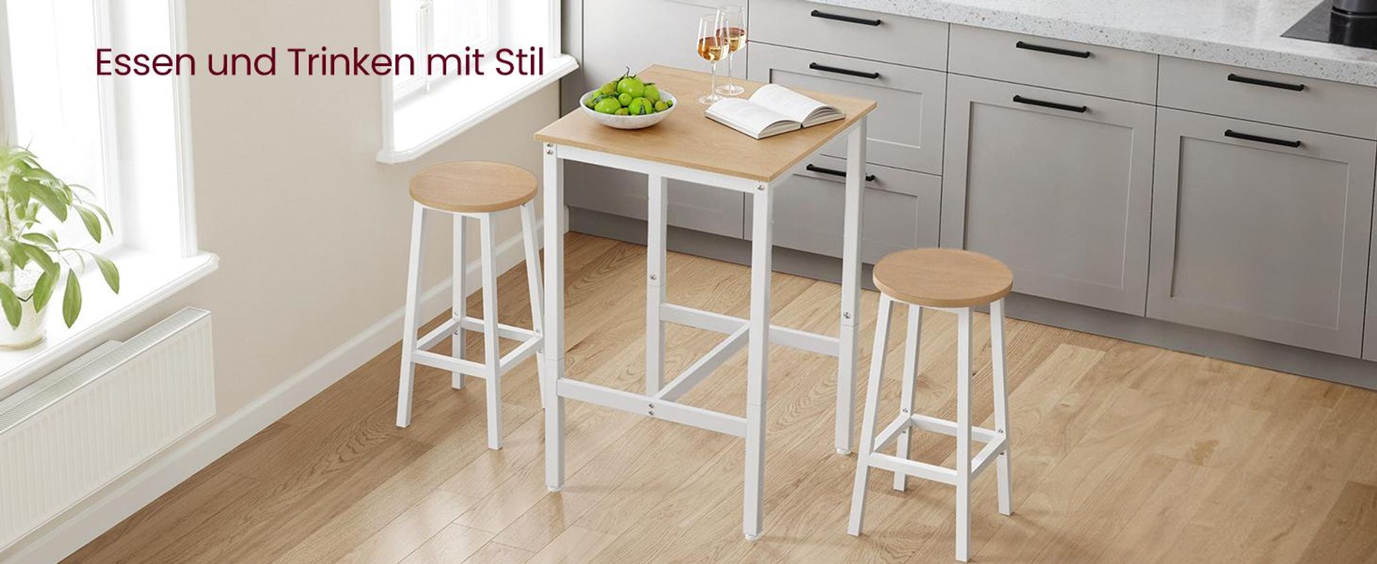 VASAGLE Bartisch Küchentisch, stehtische, bistrotische, 60 x 60 x 92 cm, Beige