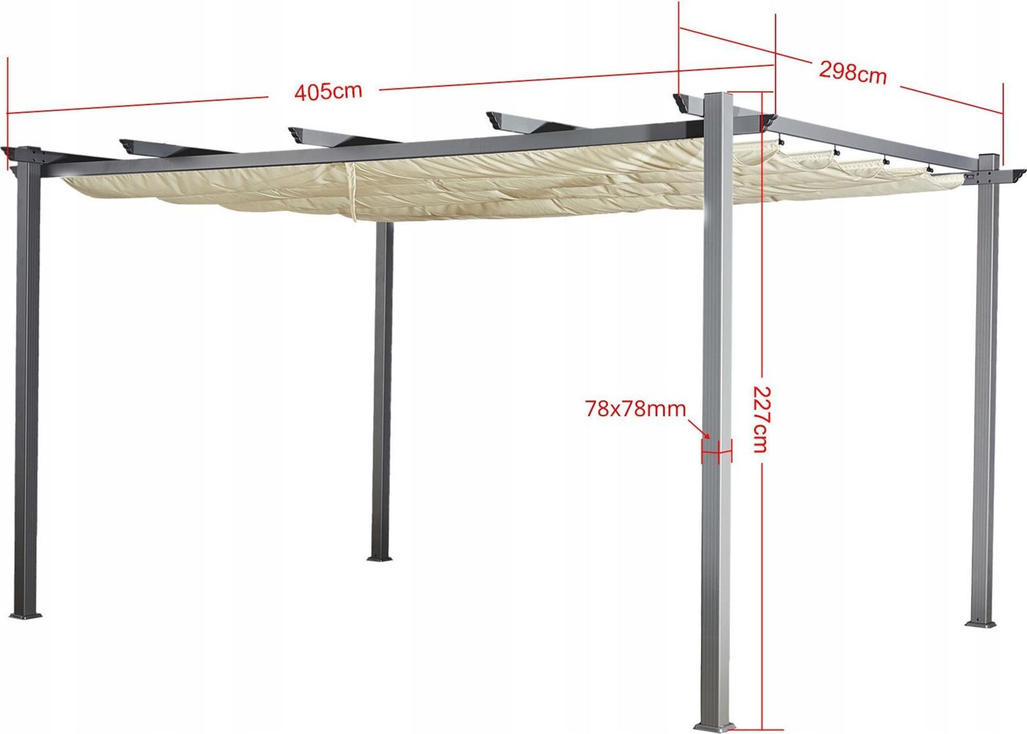 BelloGriardino | Gartenpergola 3 x 4 m - Ecru - Wetterfest - Elegantes Design - Sonnenschutz
