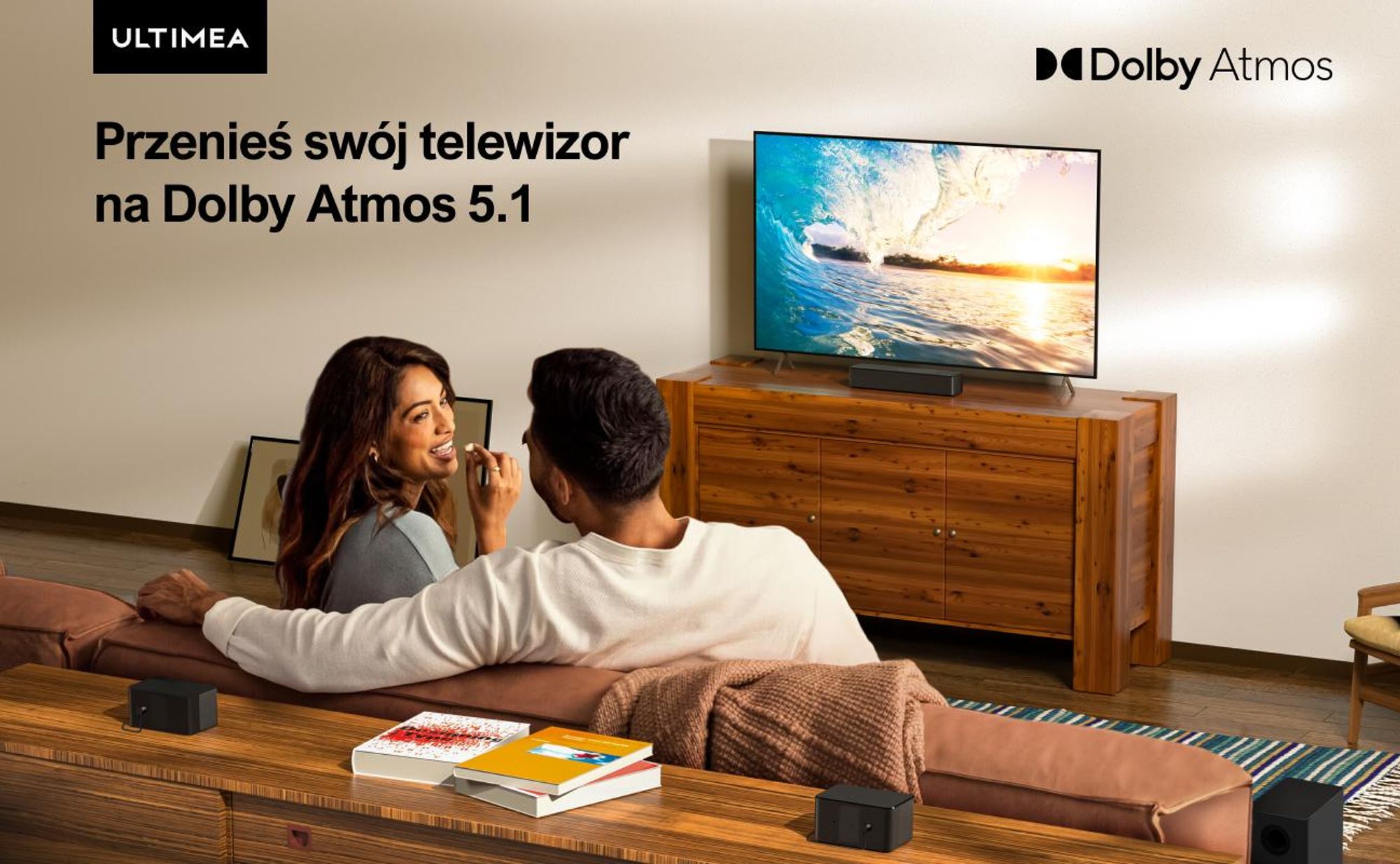 Soundbar ULTIMEA 5.1 Dolby Atmos, system dźwięku przestrzennego 3D Soundbar do telewizora, głośniki telewizyjne do kina domowego z regulacją basów