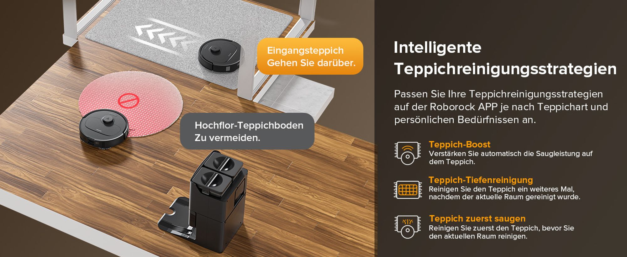 Roborock QV 35S Staubsauger Roboter, 10.000Pa Saugroboter (Upgrade von Qrevo Plus), Anti-Tangle-Bürsten, Anhebbare Schleudermopps (Schwarz)