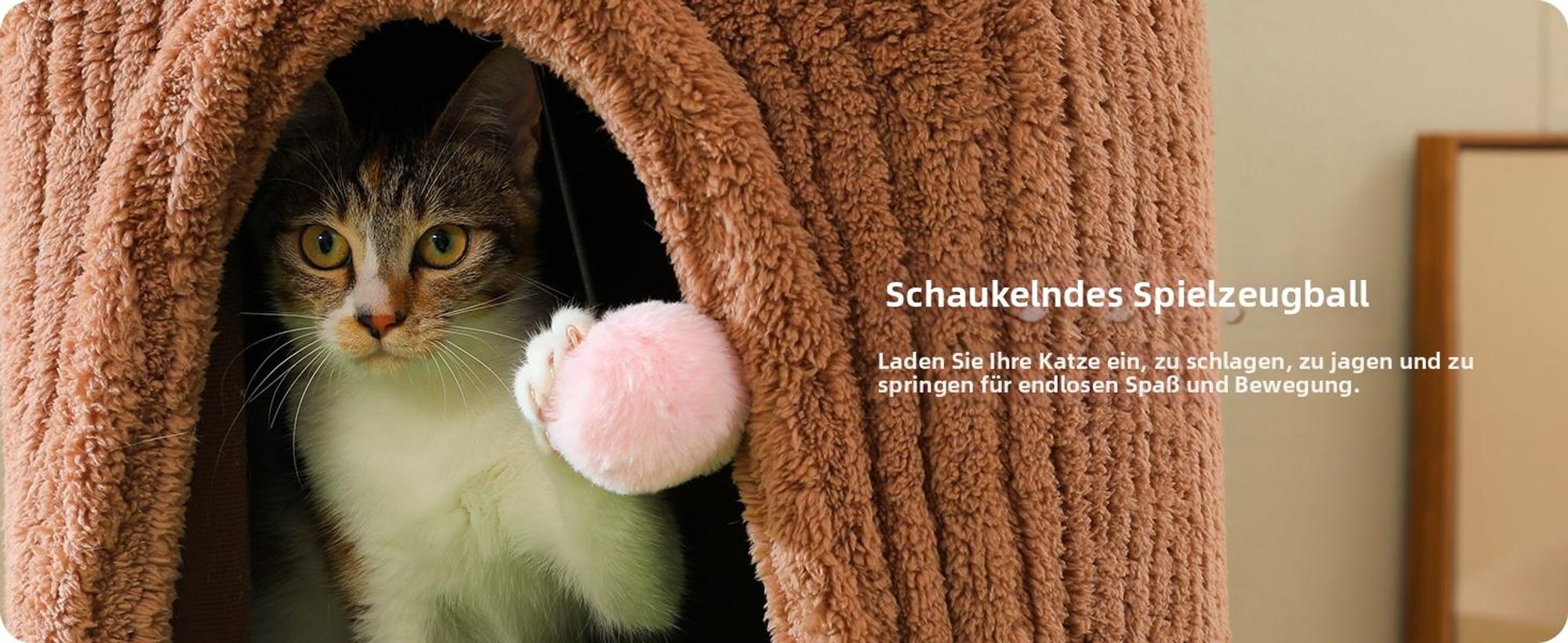 Purpurra Katzenbaum aus Massivholz, 174 cm hoher moderner Kratzbaum im Wald-Design mit Blumen-Sitzplattform, Ø 9,6 cm Naturholzstämme, großes Katzenm
