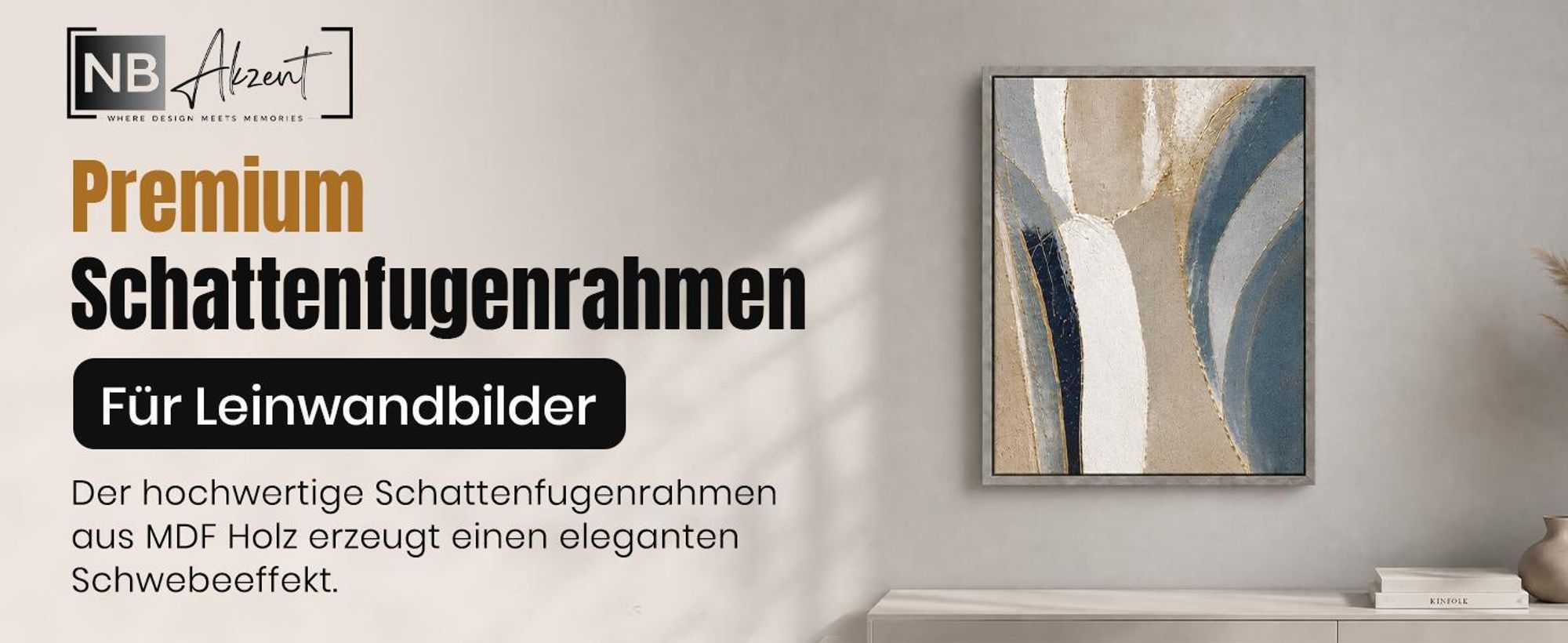 Monframe Schattenfugenrahmen für Leinwandbilder & Canvas 35x35 cm - Schwarz glanz - für Keilrahmen bis 22 mm Stärke - ohne Glas und Rückwand