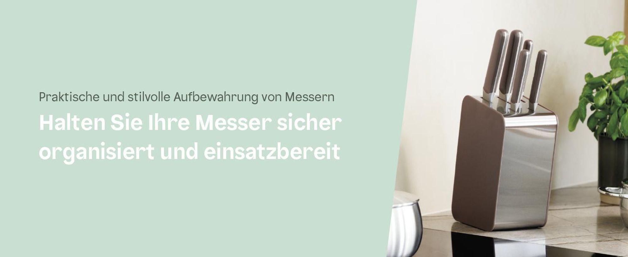 BergHOFF Home Elements Messerblock Set 6 teilig, Edelstahlmesser mit Halter, ergonomische Griffe, Aubergine